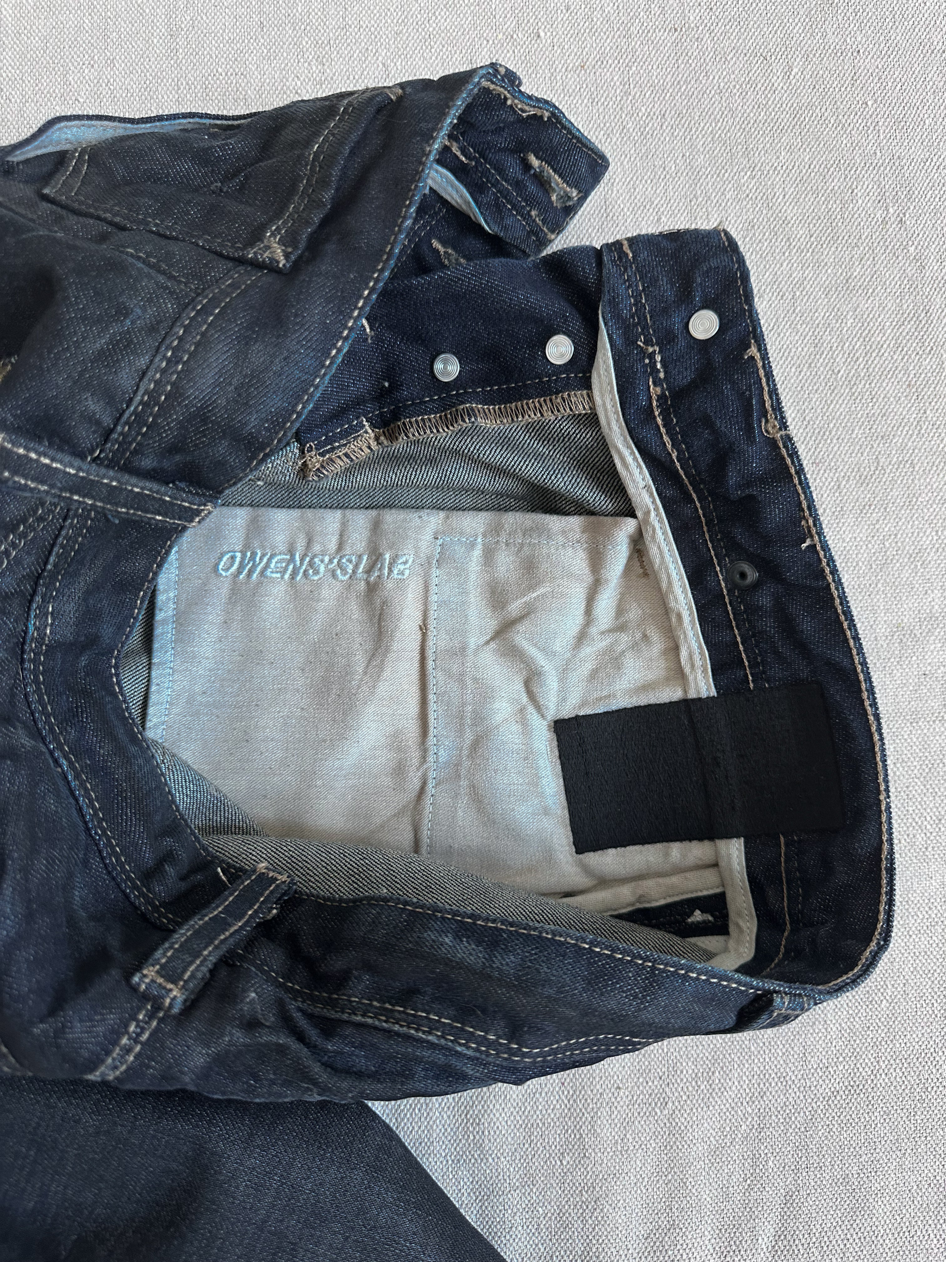 Rick Owens SLAB Greased Bootcut Indigo Denim