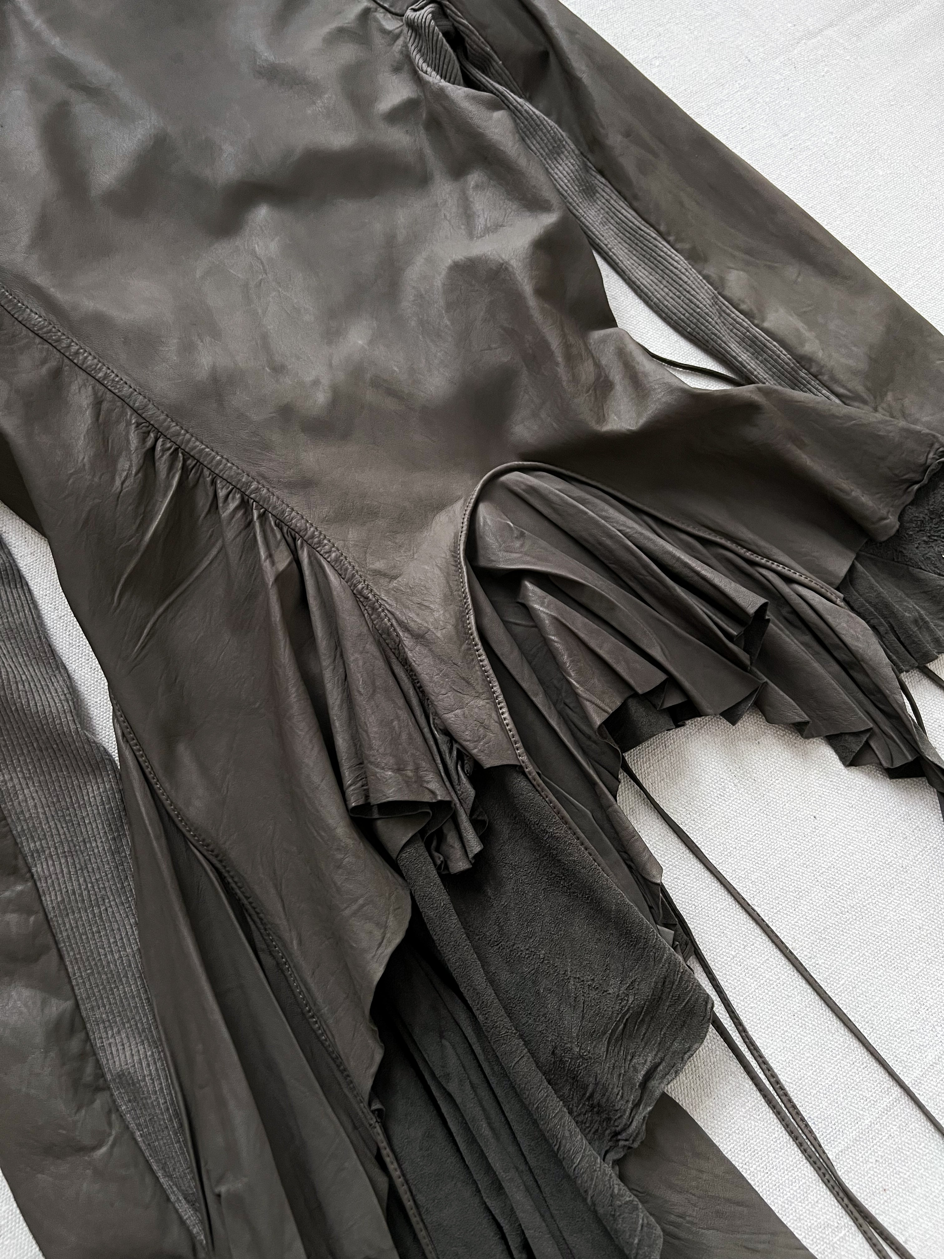 Rare Rick Owens 2000s Dust Strappy Draped Lamb Leather Jacket