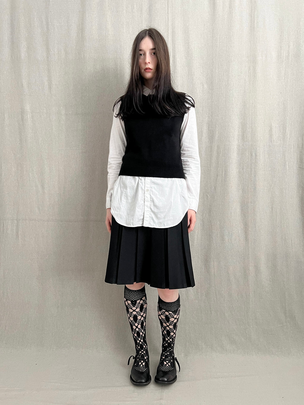 Box Pleat Knee Skirt