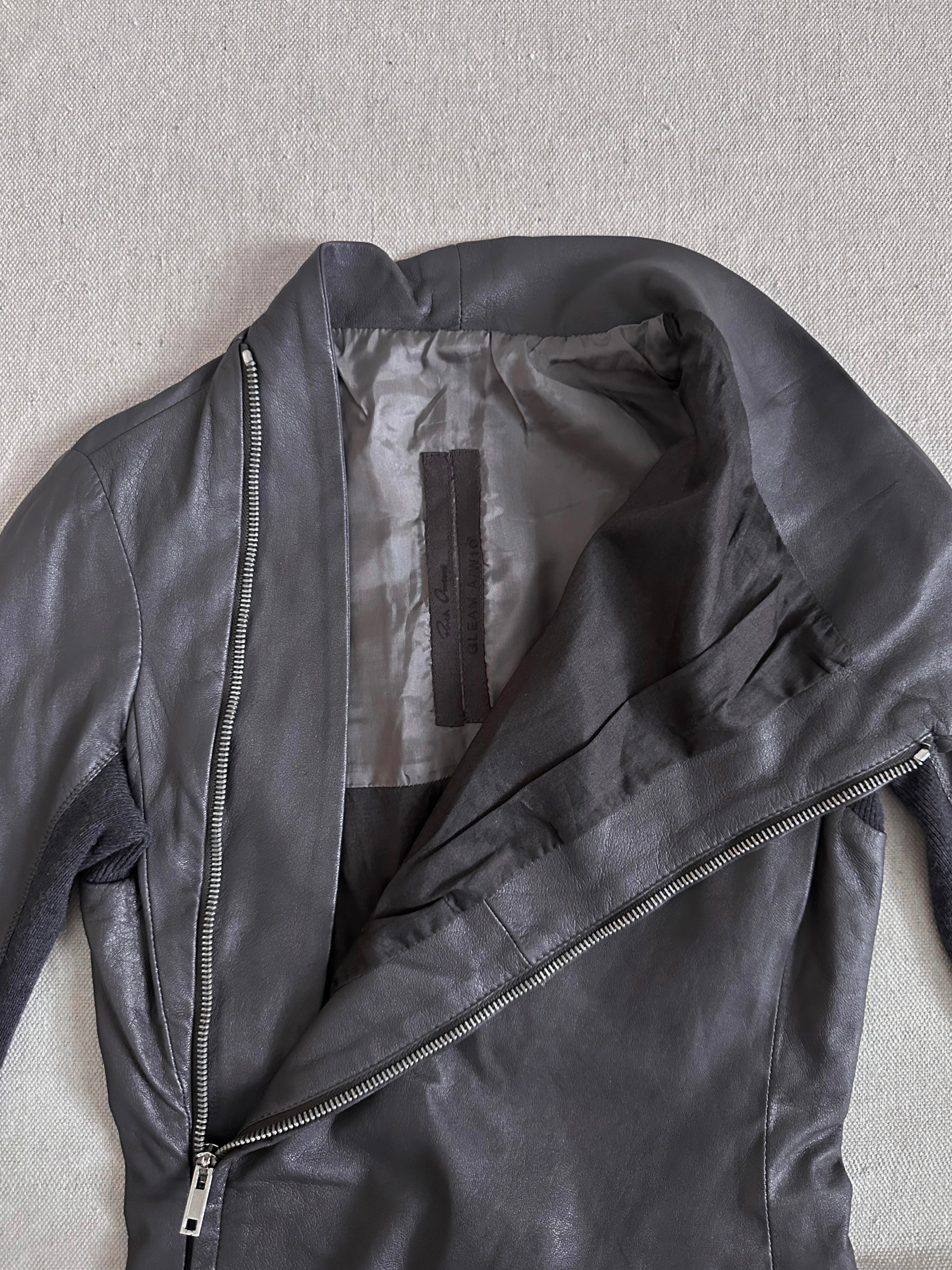 Rick Owens AW10 'GLEAM' Asymmetric Moto Zip Runway Leather