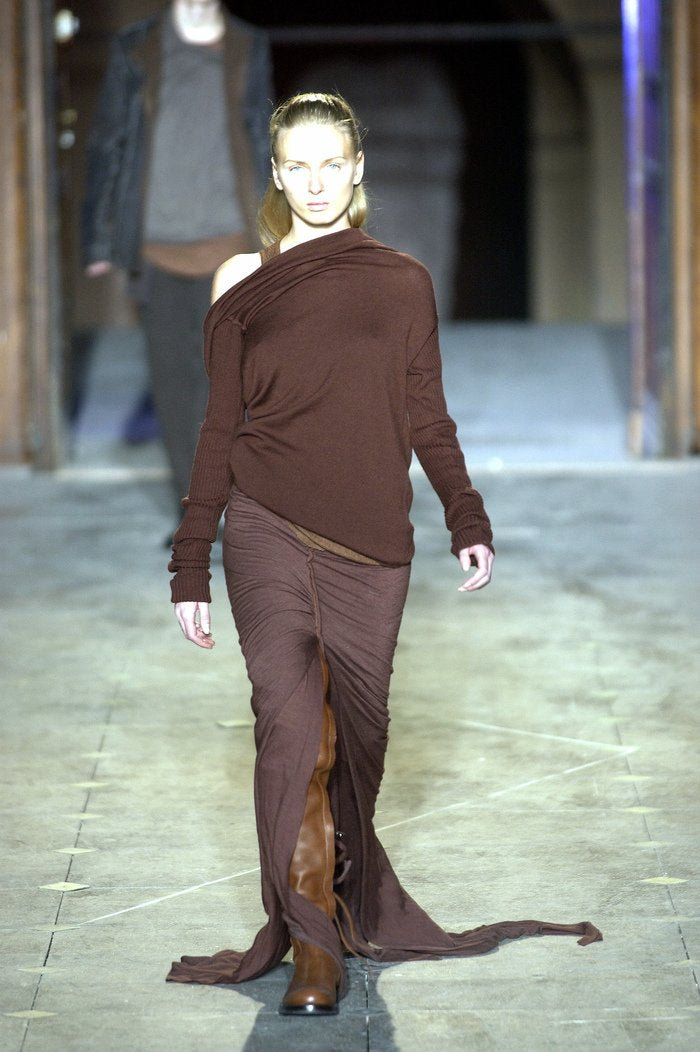 Rick Owens AW03 ‘TRUCKER’ Runway Off-Shoulder Merino Knit