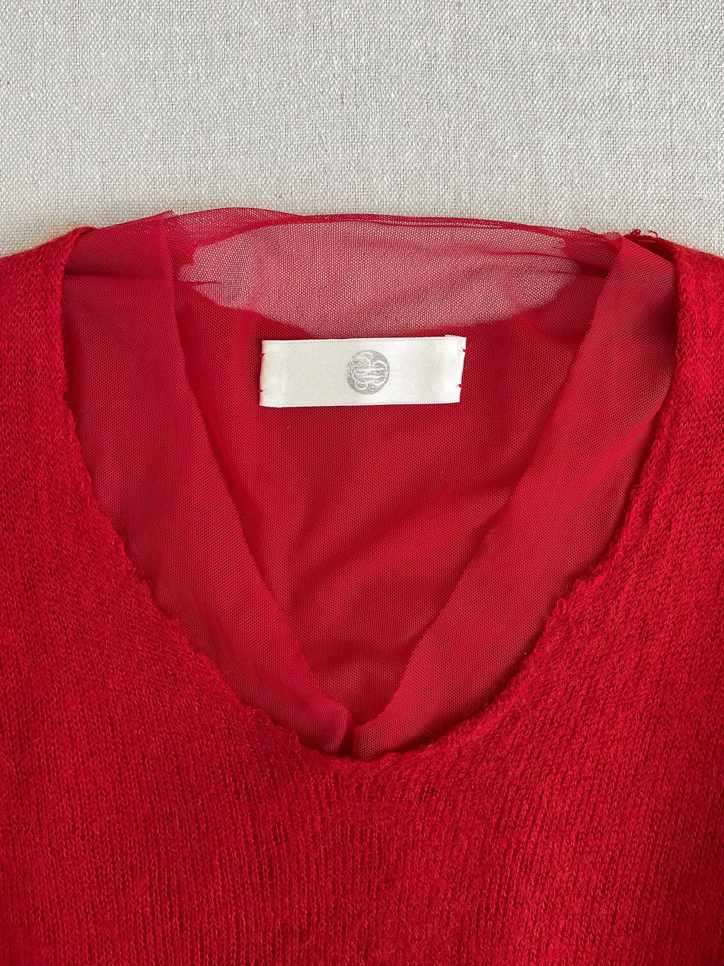 Marc Le Bihan Tulle Layered Red Knit Jumper