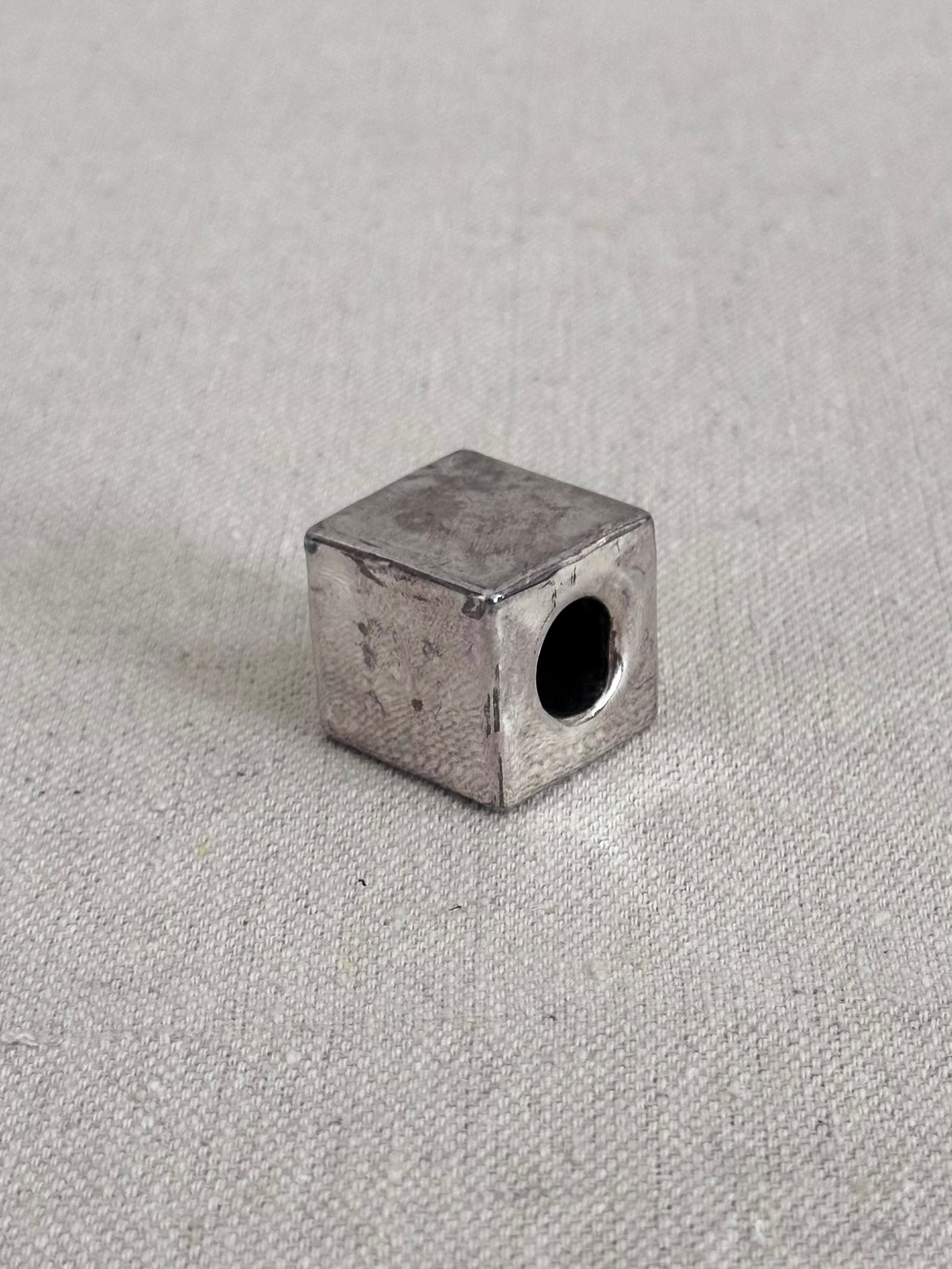 Distressed Sterling Silver Block Pendant