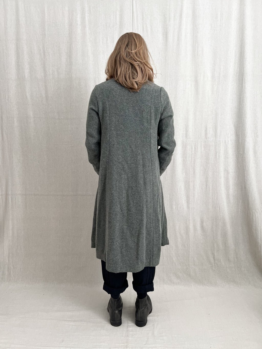 Lilith Paris Raw Hem Draped Mohair Wool Overcoat