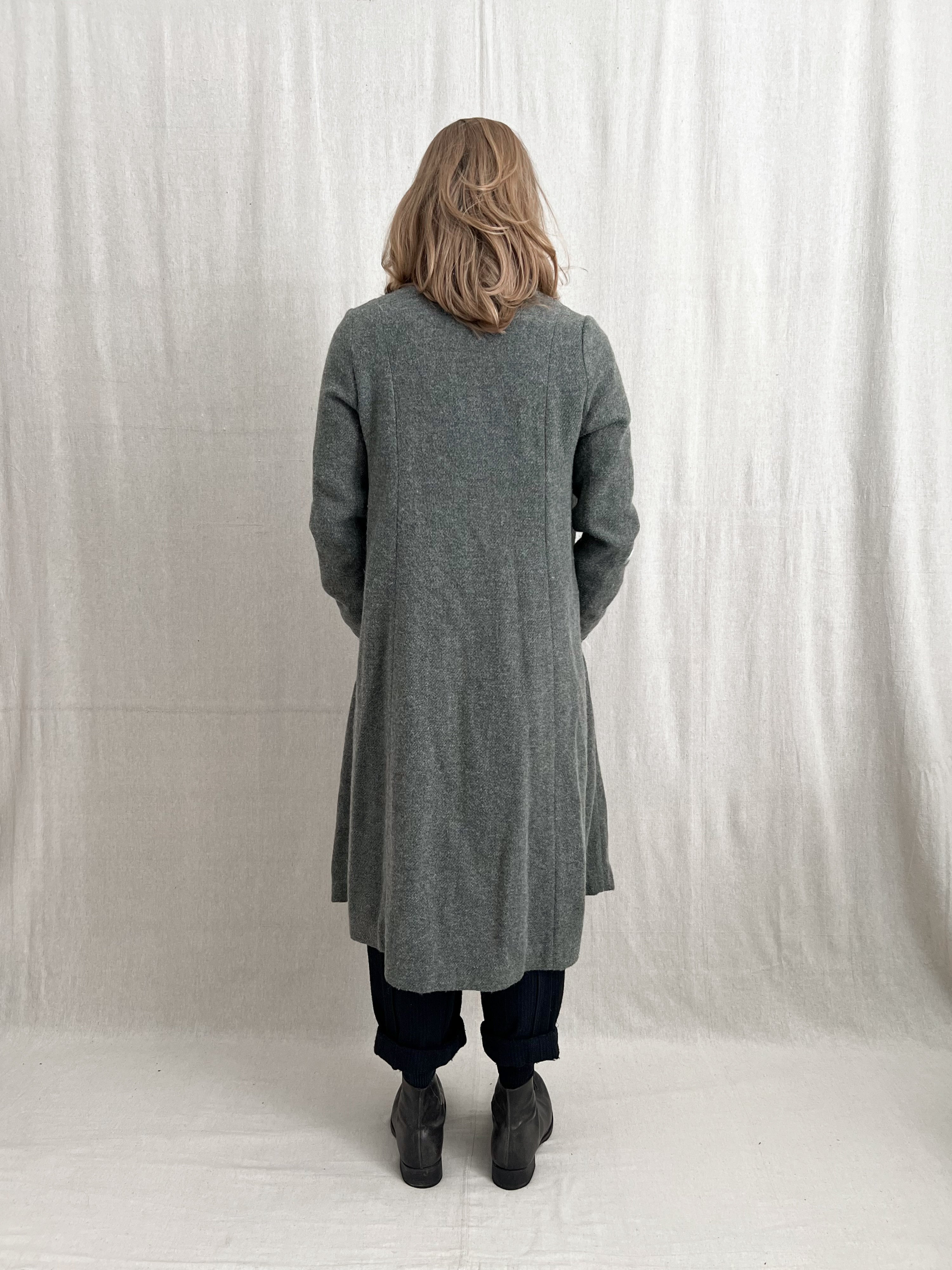 Lilith Paris Raw Hem Draped Mohair Wool Overcoat