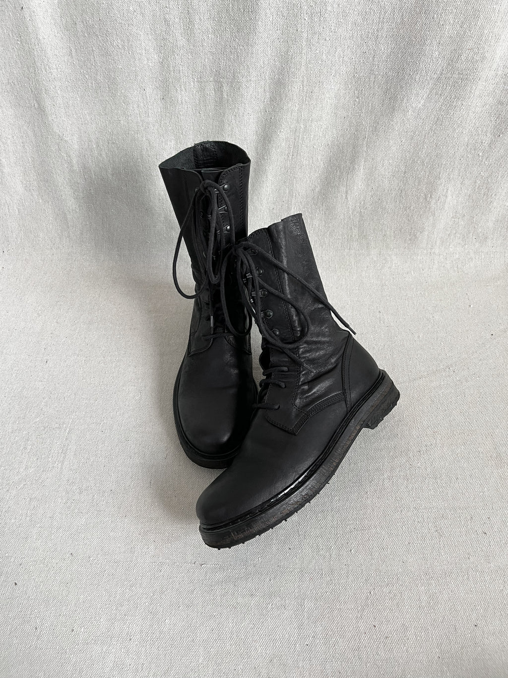 Ann Demeulemeester Lace-Up Leather Combat Boots