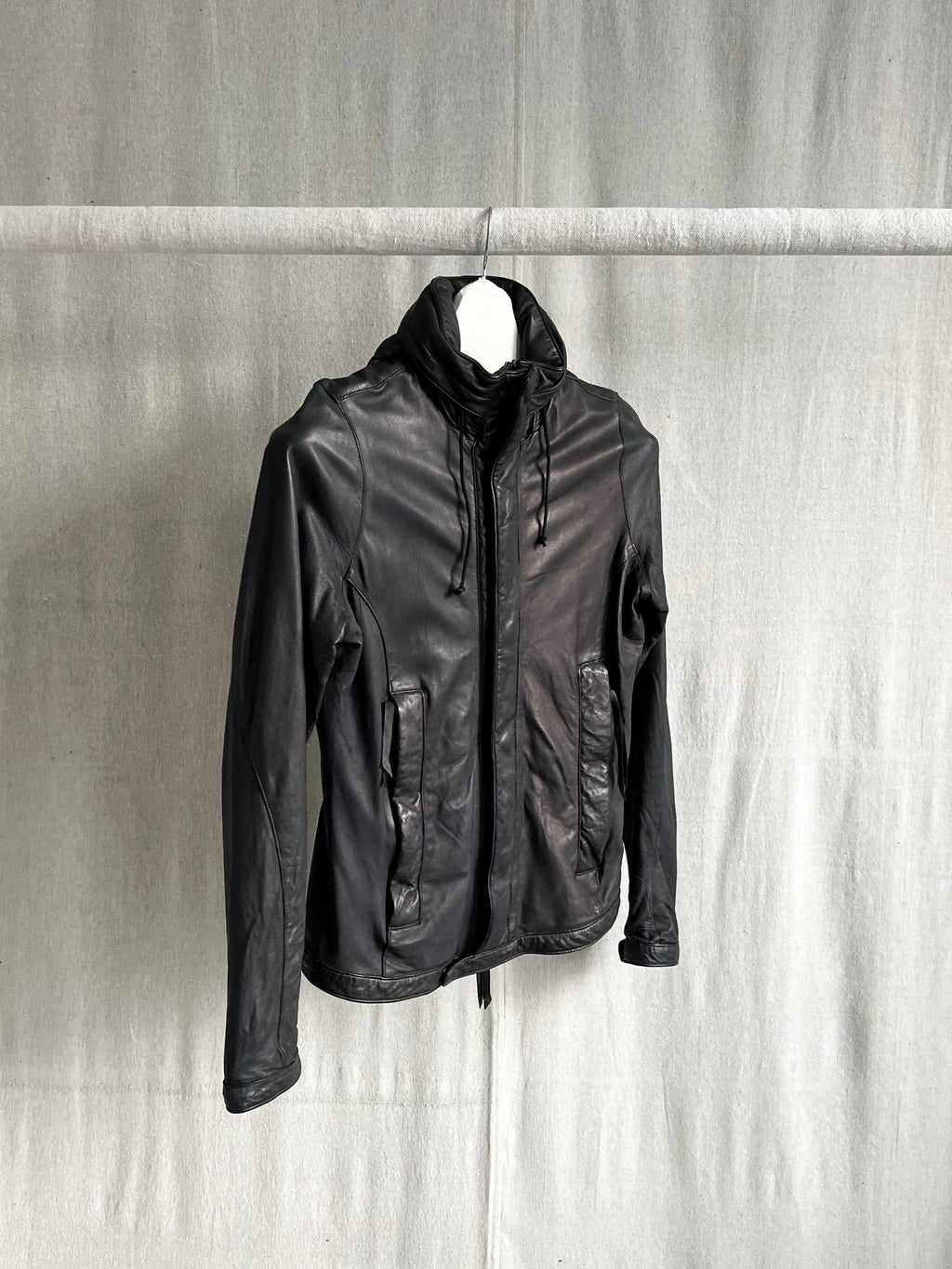 Christian Peau Mens Object Dyed Convertible Baby Lamb Leather Jacket