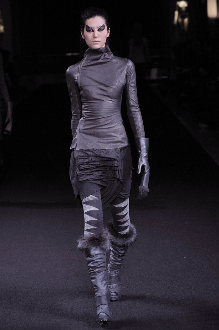 Rick Owens AW10 'GLEAM' Asymmetric Moto Zip Runway Leather