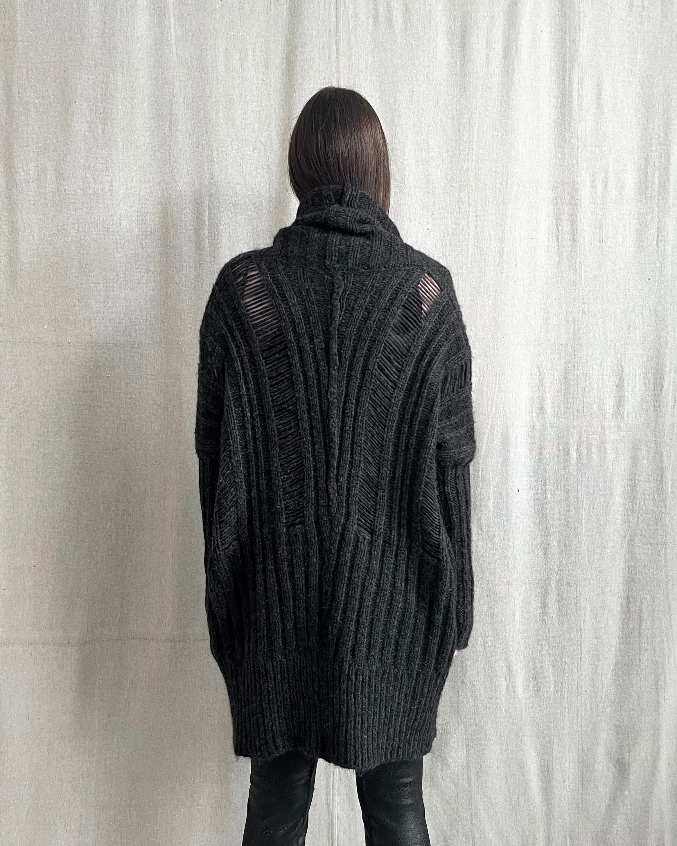 Isabel Benenato AW11-12 Distressed Royal Baby Alpaca Knit Cardigan