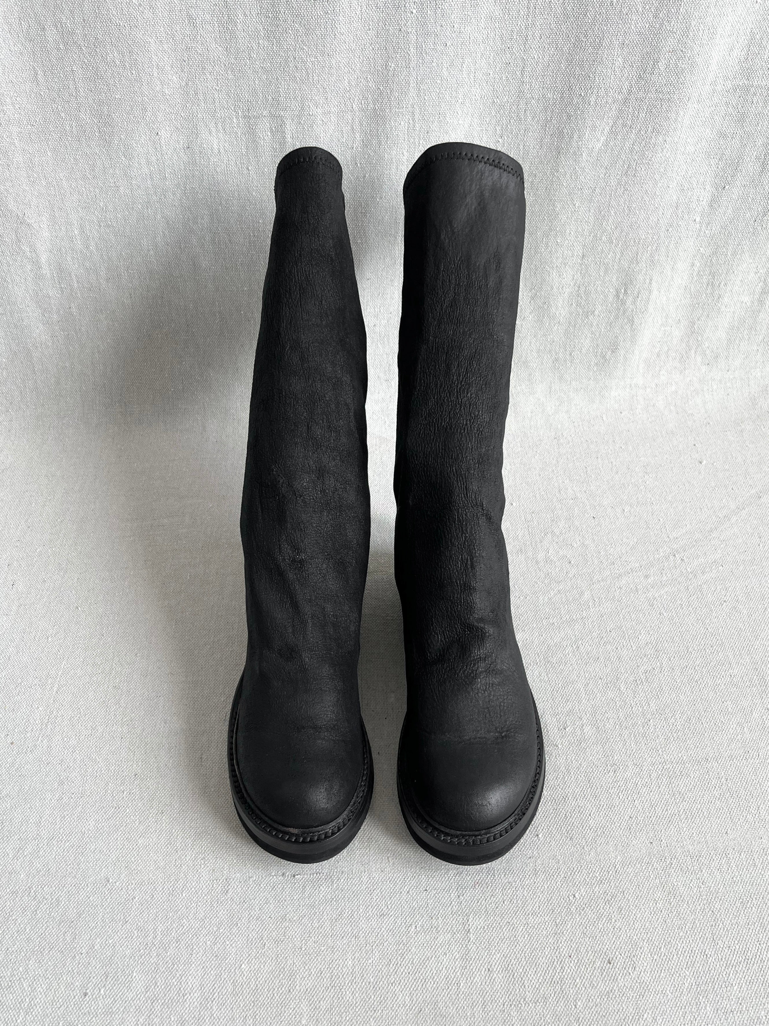 Rick Owens Blistered Leather Creeper Sock Boots