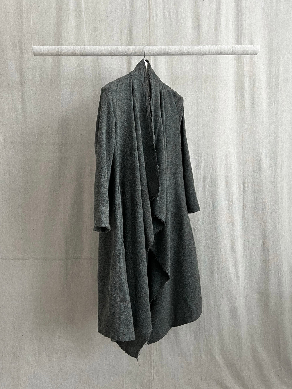 Lilith Paris Raw Hem Draped Mohair Wool Overcoat