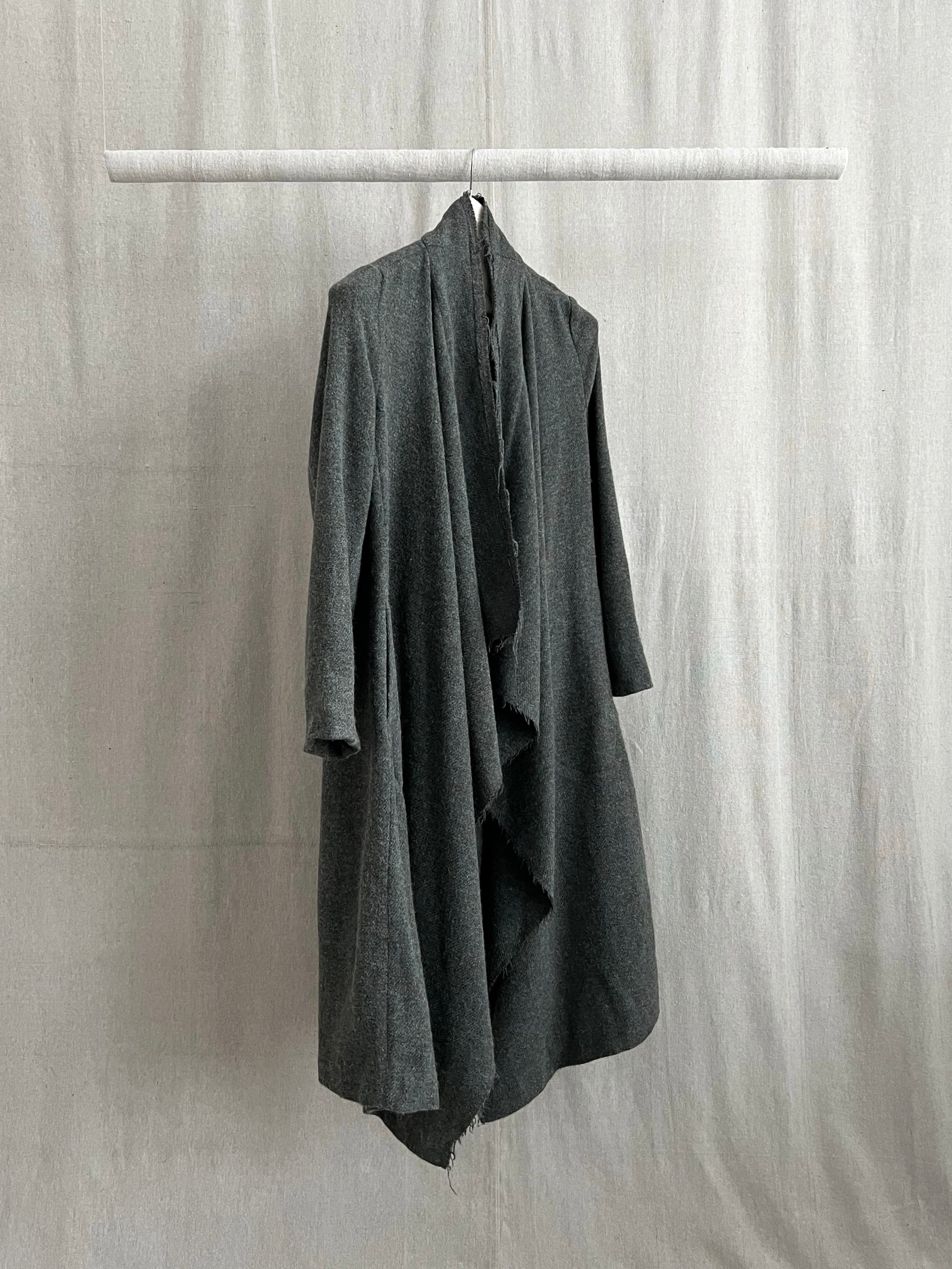 Lilith Paris Raw Hem Draped Mohair Wool Overcoat