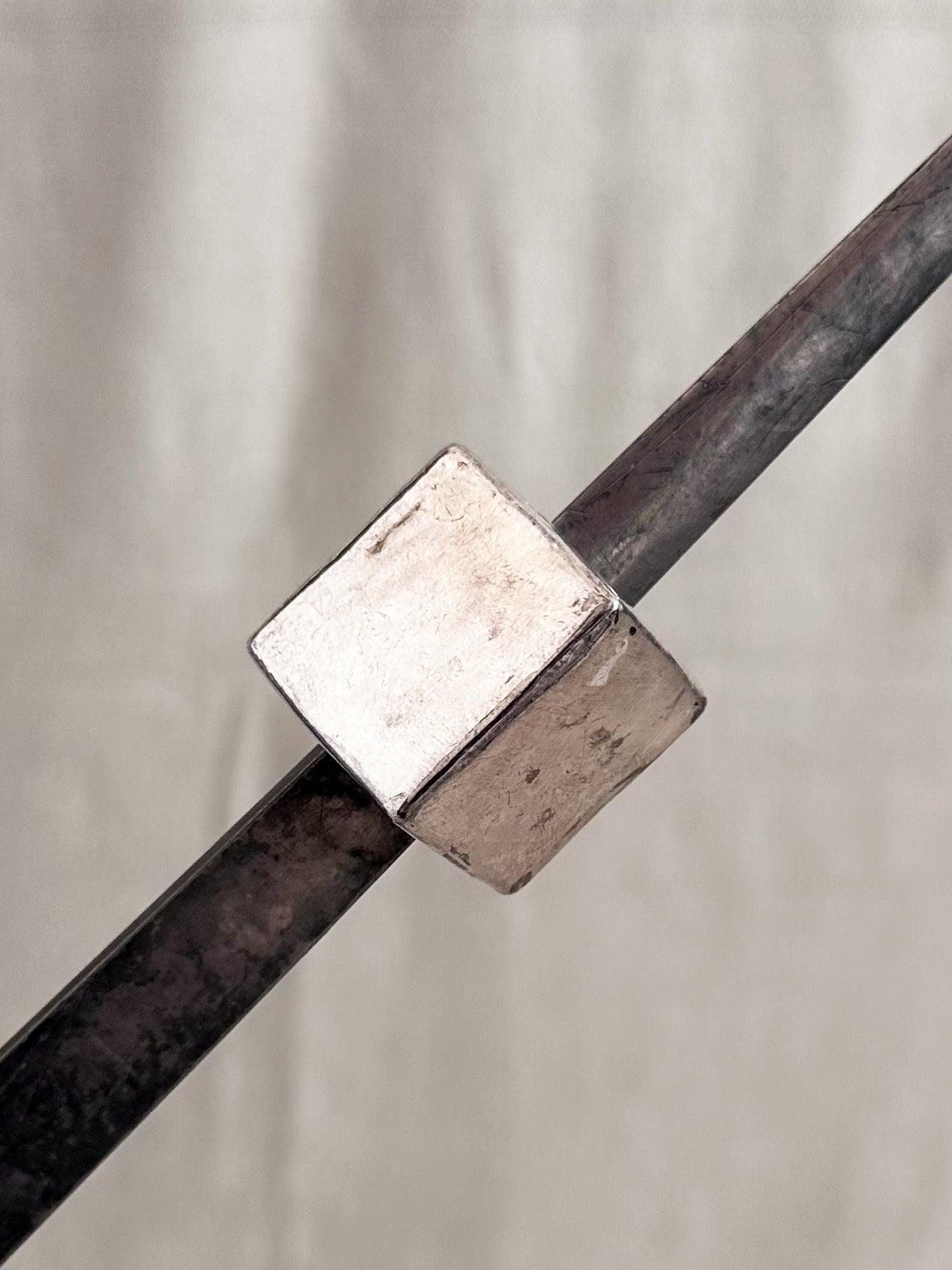Distressed Sterling Silver Block Pendant