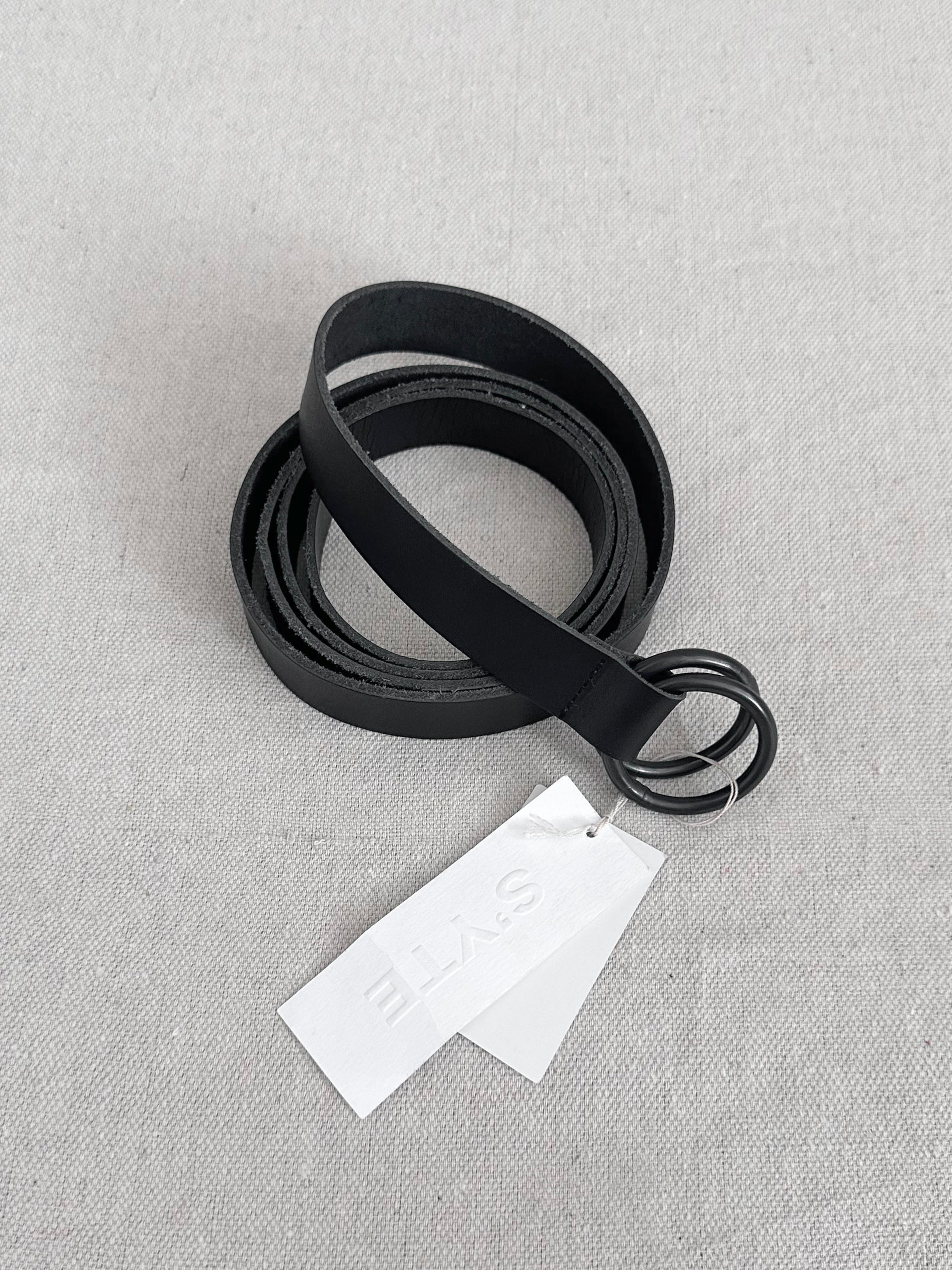 Yohji Yamamoto S’YTE Long Wrap Black Leather Ring Belt