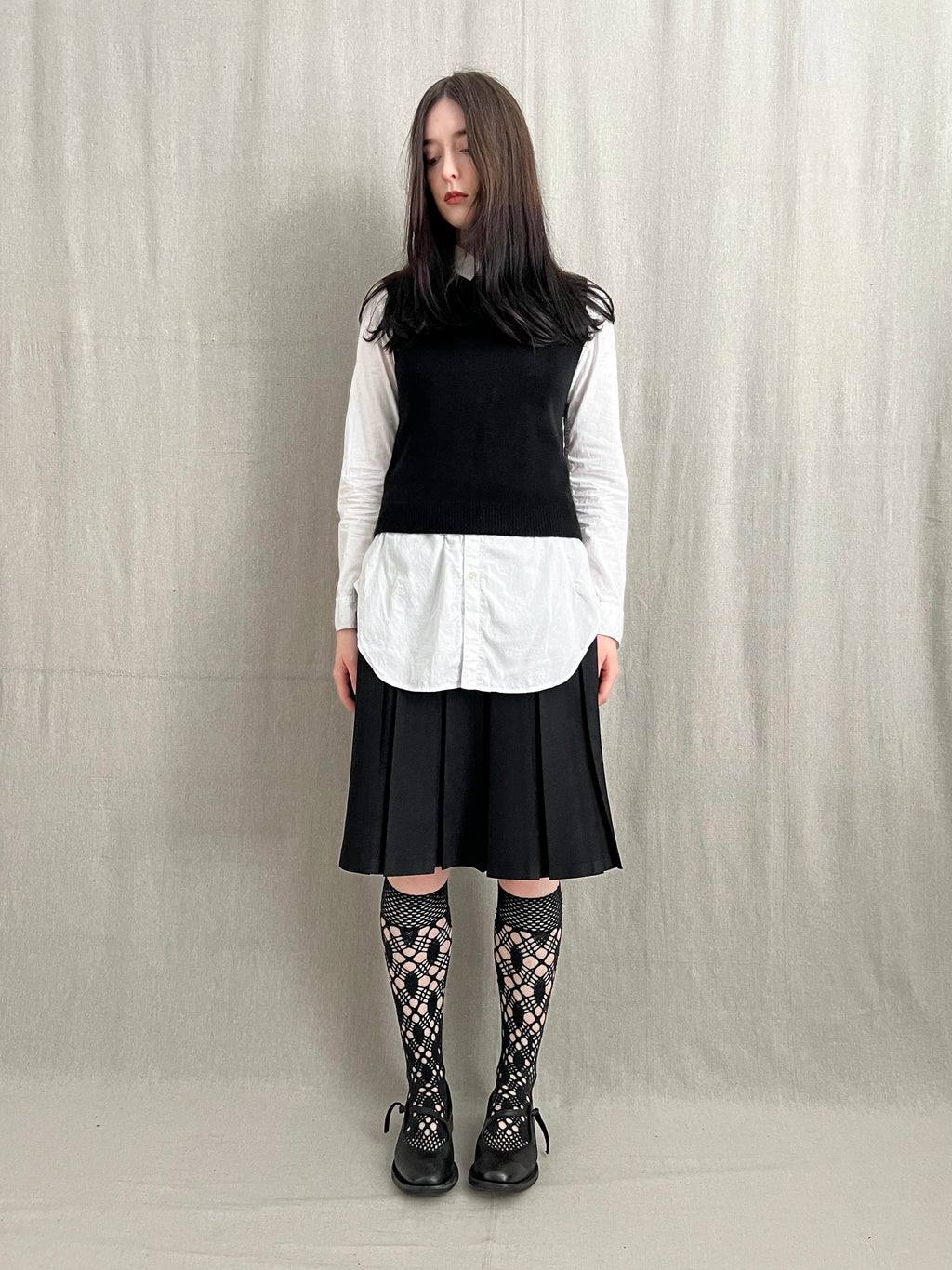 Box Pleat Knee Skirt
