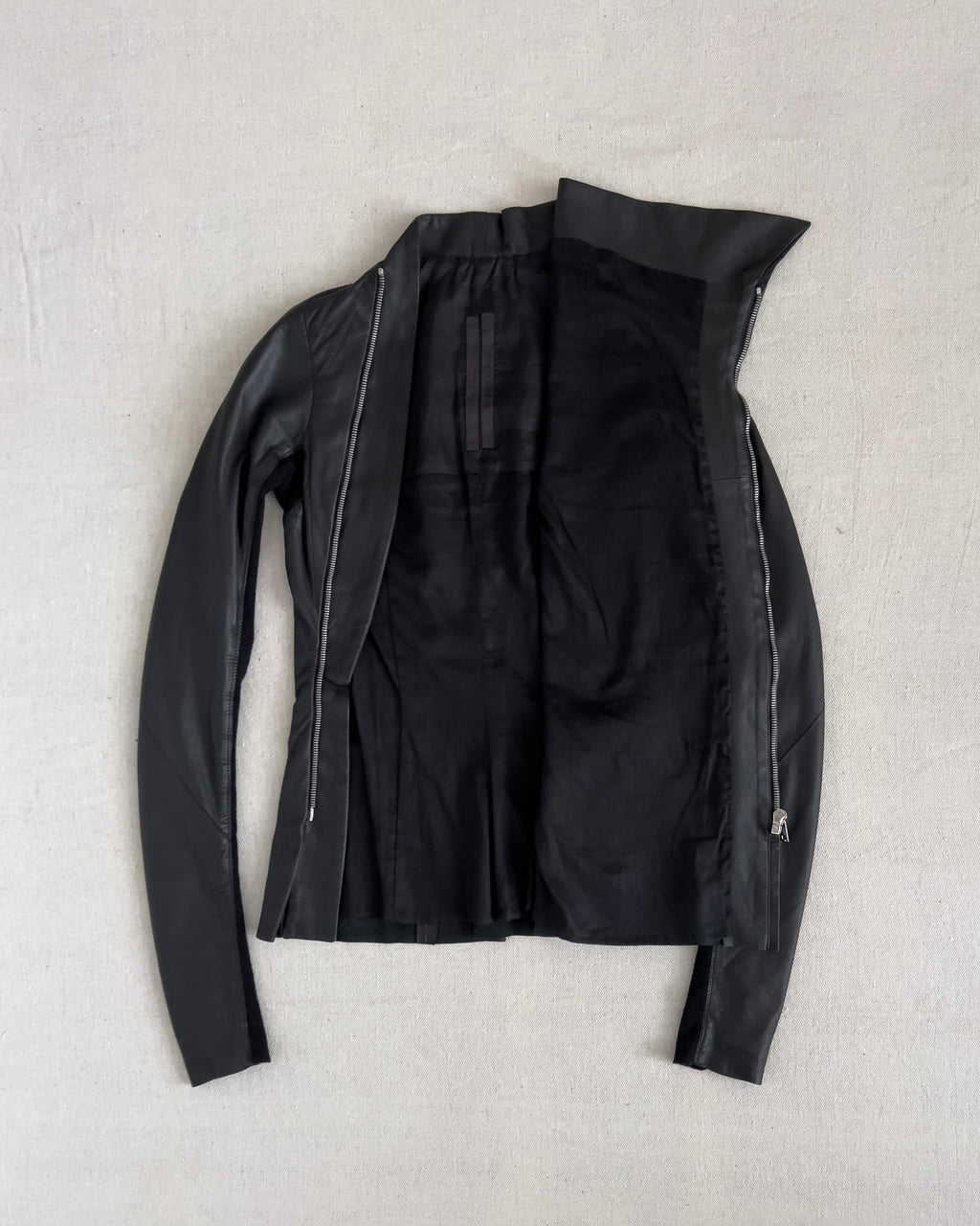 Rick Owens AW10 ‘GLEAM’ Runway Asymmetric Skinny Moto Leather