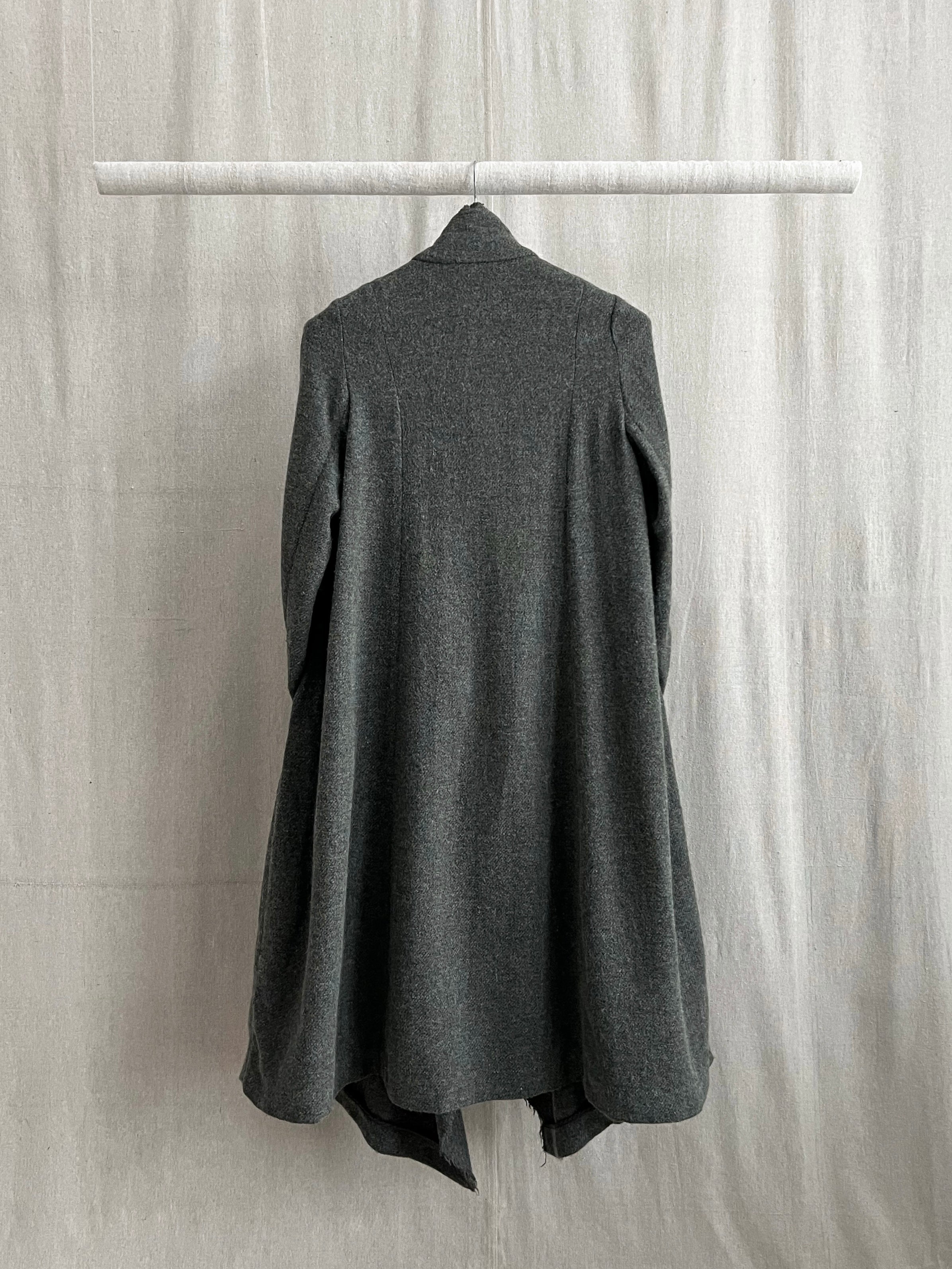Lilith Paris Raw Hem Draped Mohair Wool Overcoat