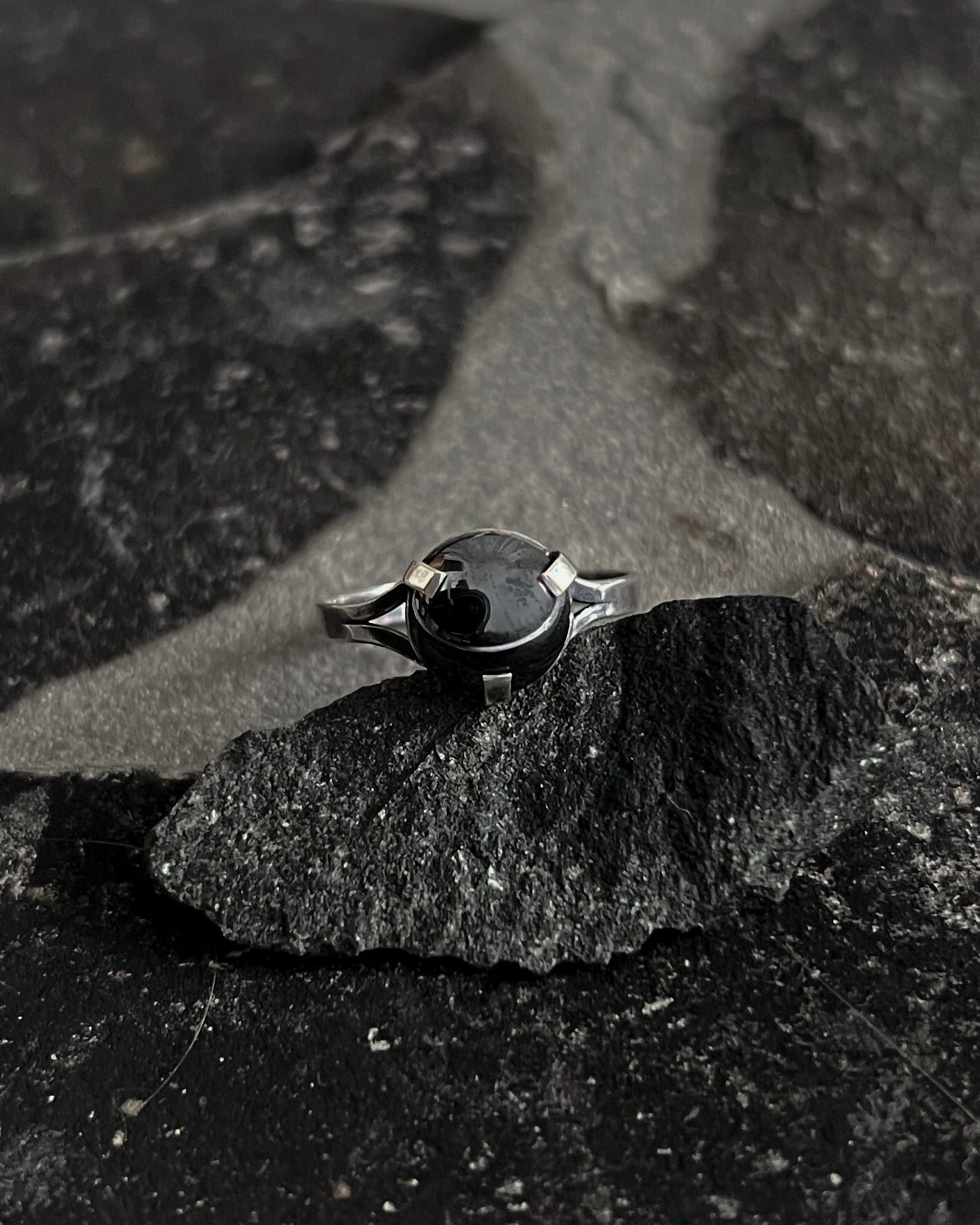 Vintage Gothic Hematite Ring