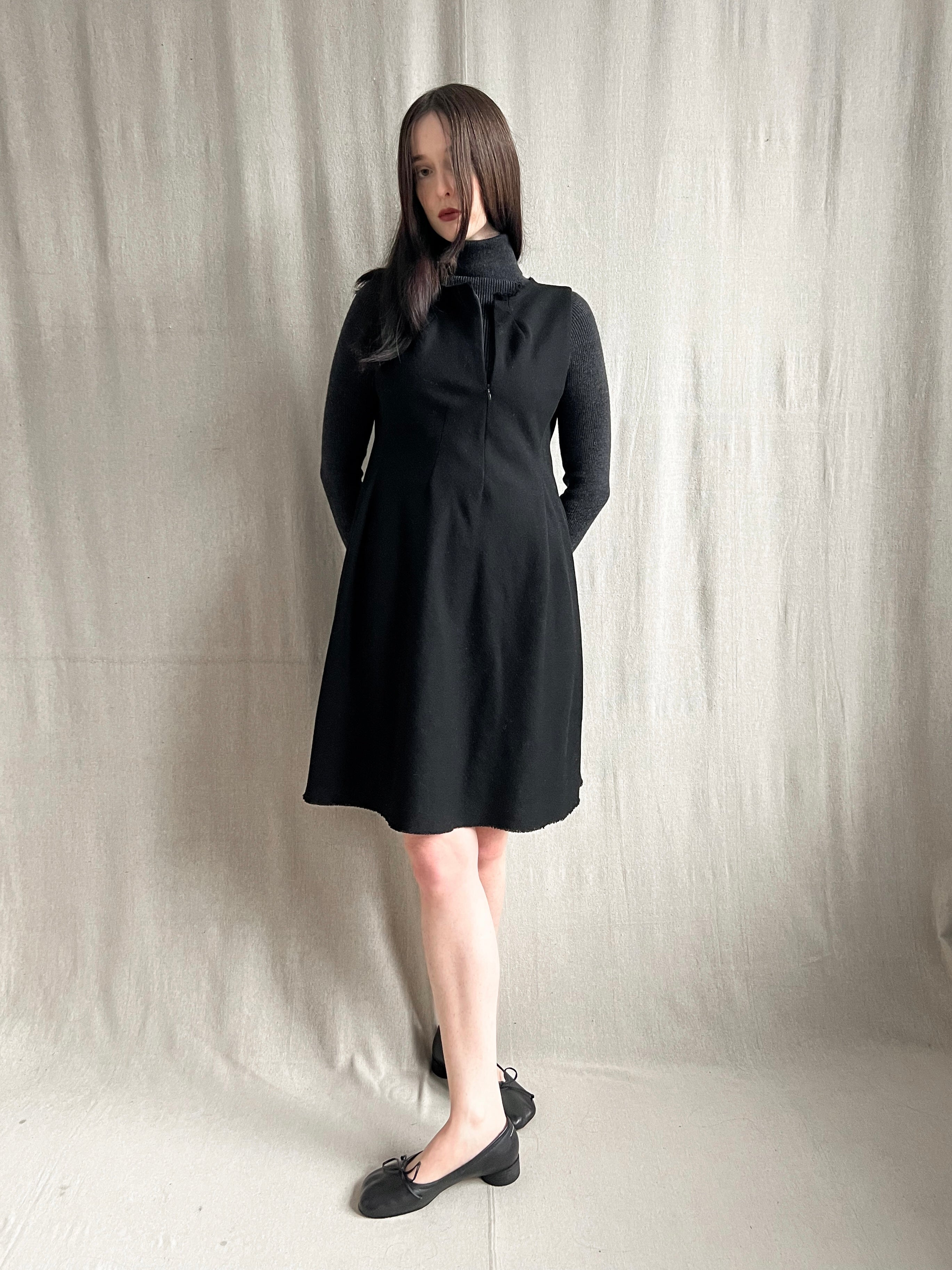Yohji Yamamoto Zip Neck Alpaca Wool Dress