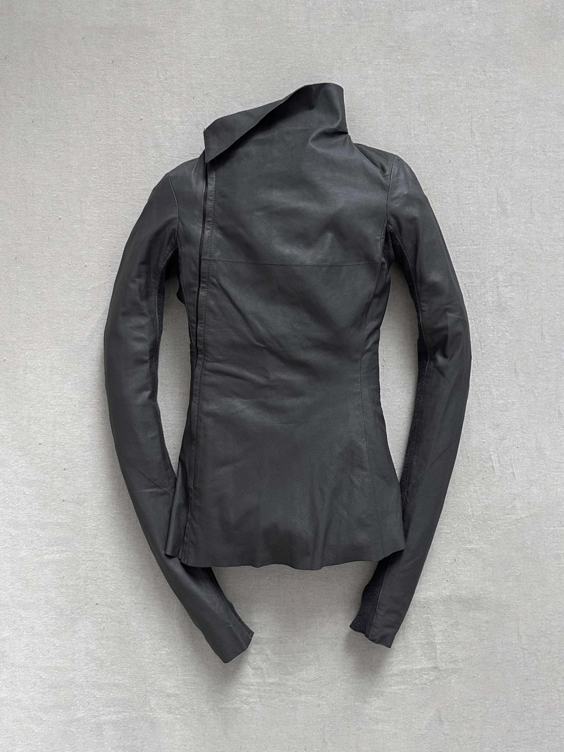 Rick Owens AW10 'GLEAM' Asymmetric Moto Zip Runway Leather