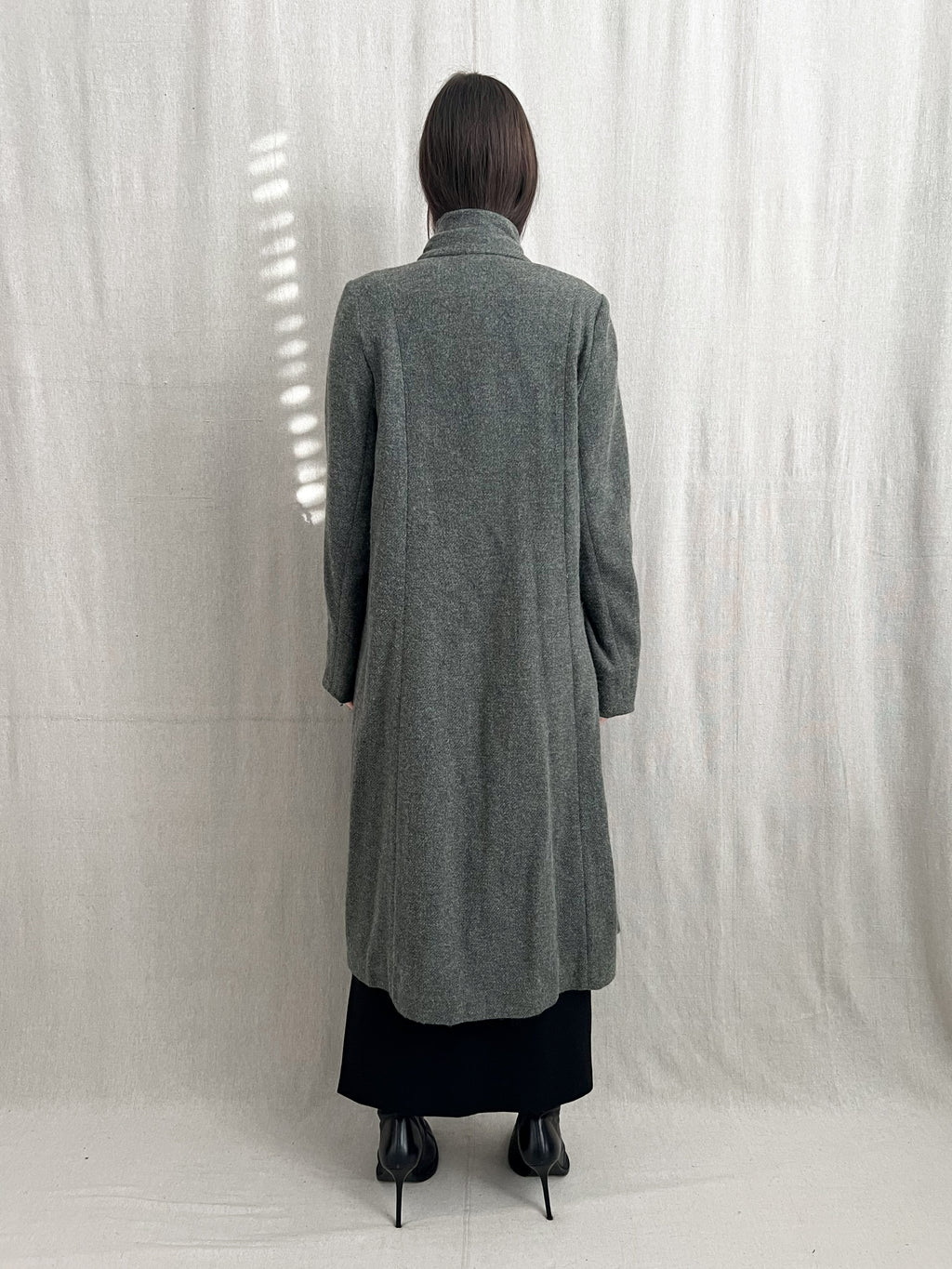 Lilith Paris Raw Hem Draped Mohair Wool Overcoat