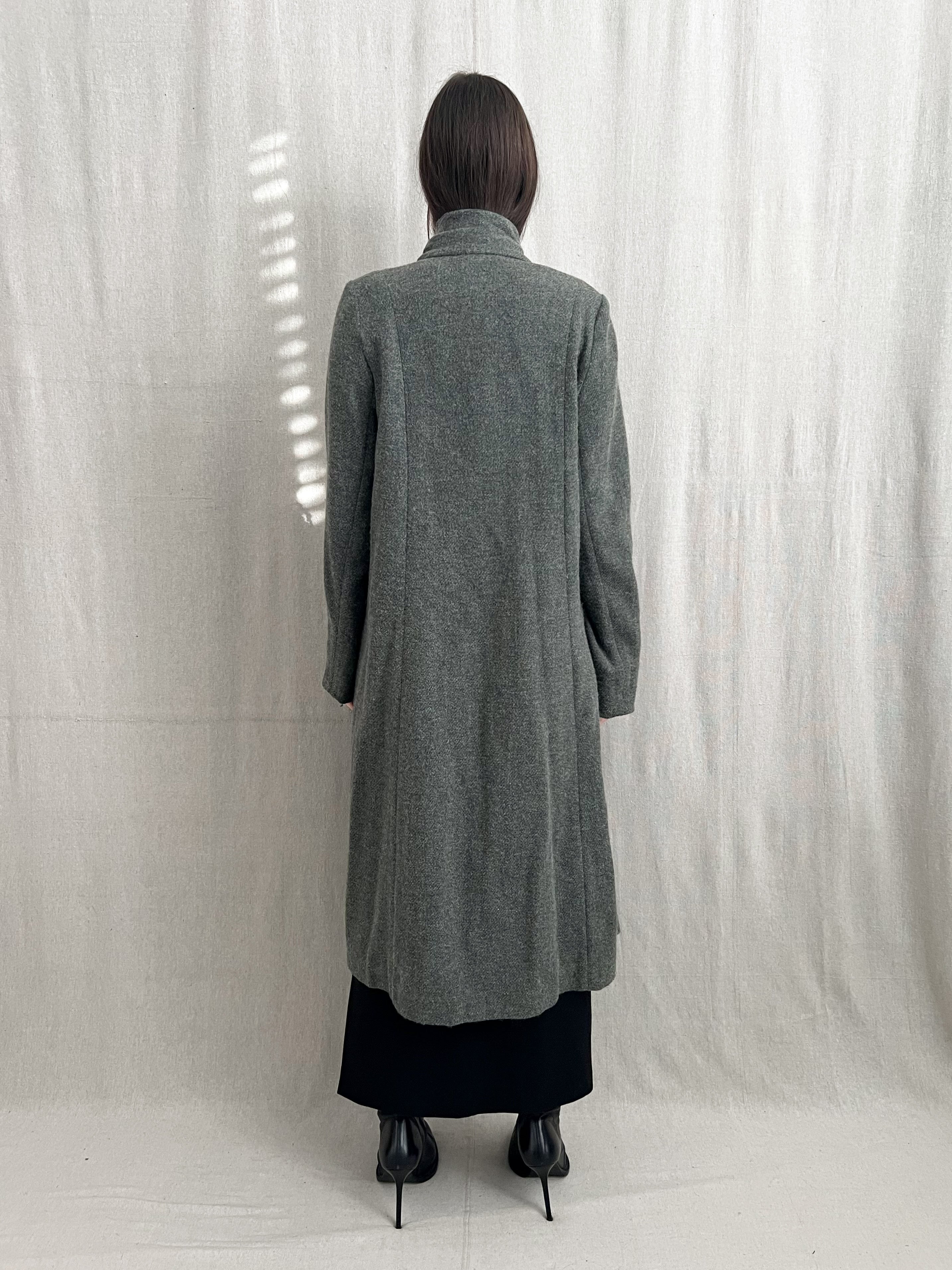 Lilith Paris Raw Hem Draped Mohair Wool Overcoat