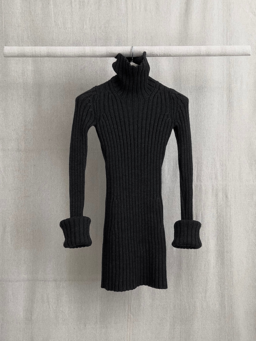 Yohji Yamamoto AW98 Runway Charcoal Knit Turtleneck Dress