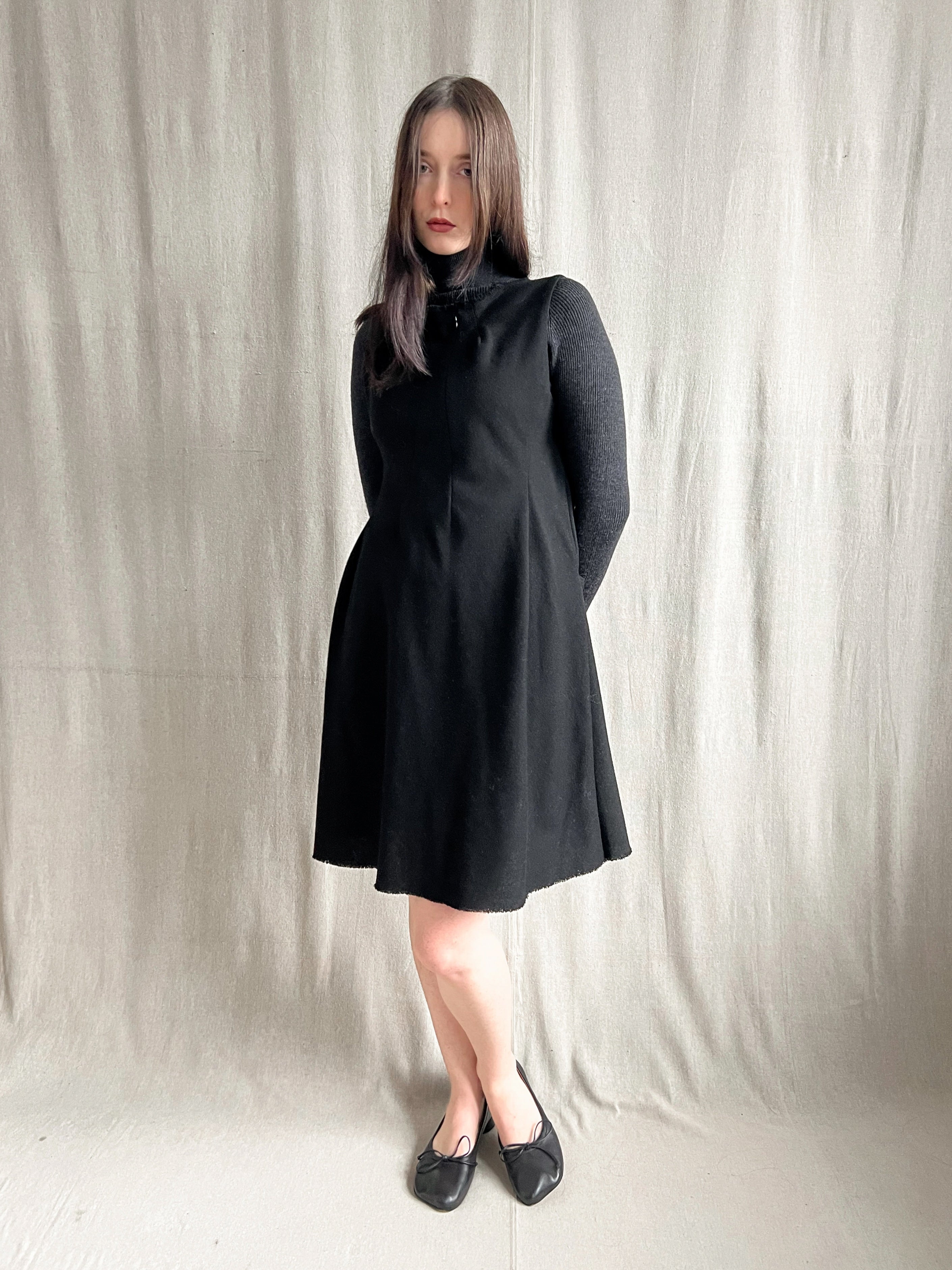 Yohji Yamamoto Zip Neck Alpaca Wool Dress