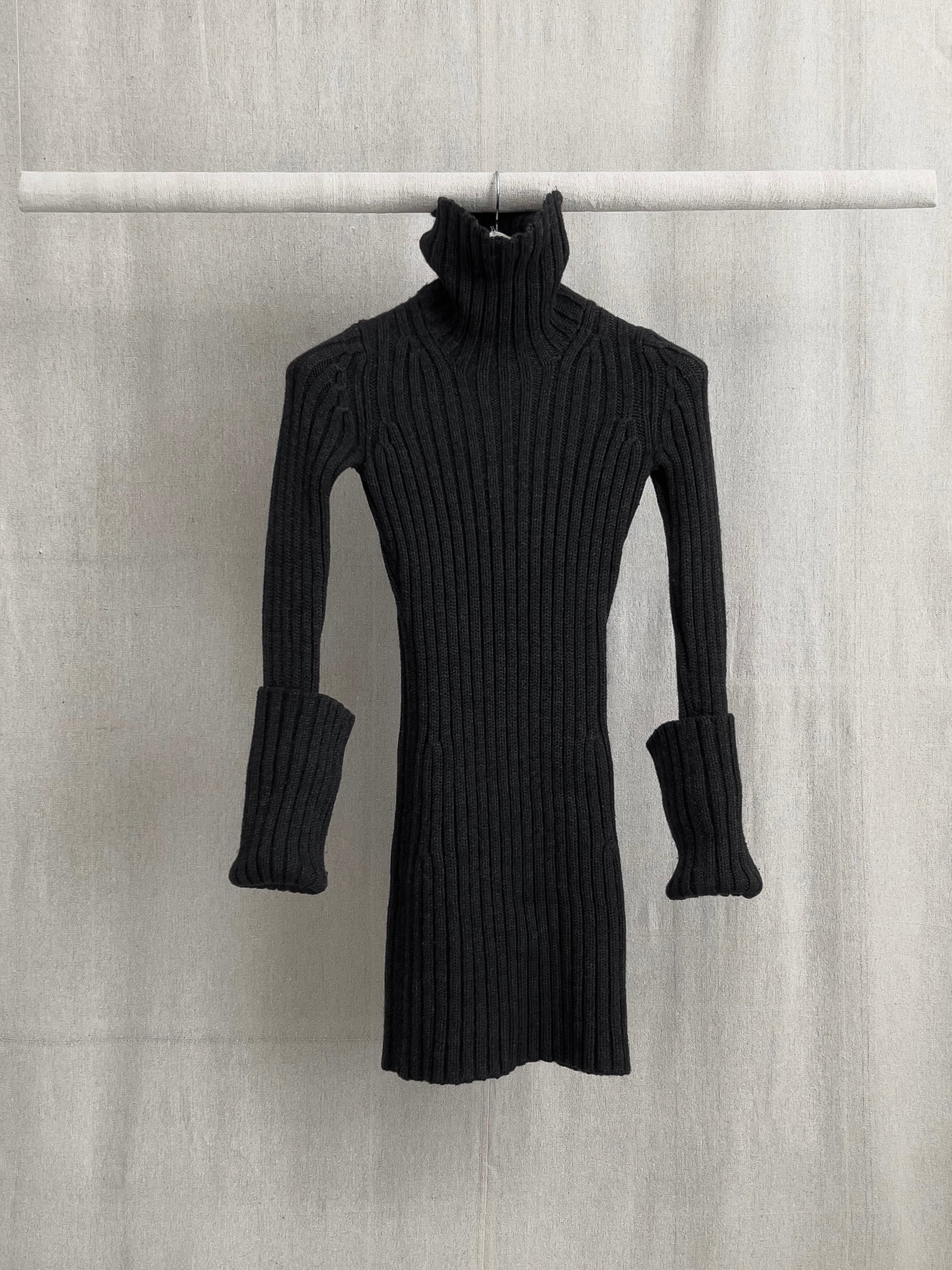 Yohji Yamamoto AW98 Runway Charcoal Knit Turtleneck Dress