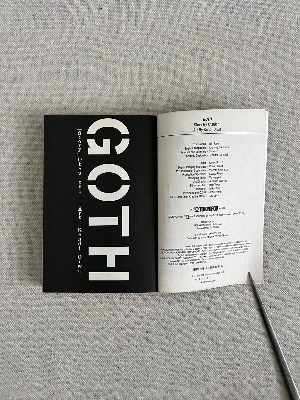 GOTH By Otsuichi Graphic Novel - Kendi Oiwa Manga