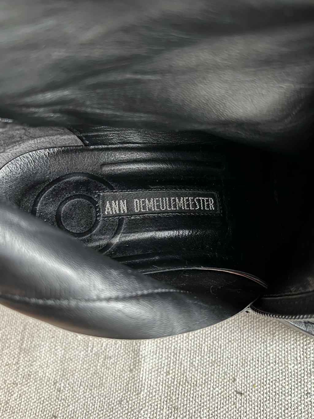 Ann Demeulemeester Baby Calf Cuban Heel Leather Ankle Boots
