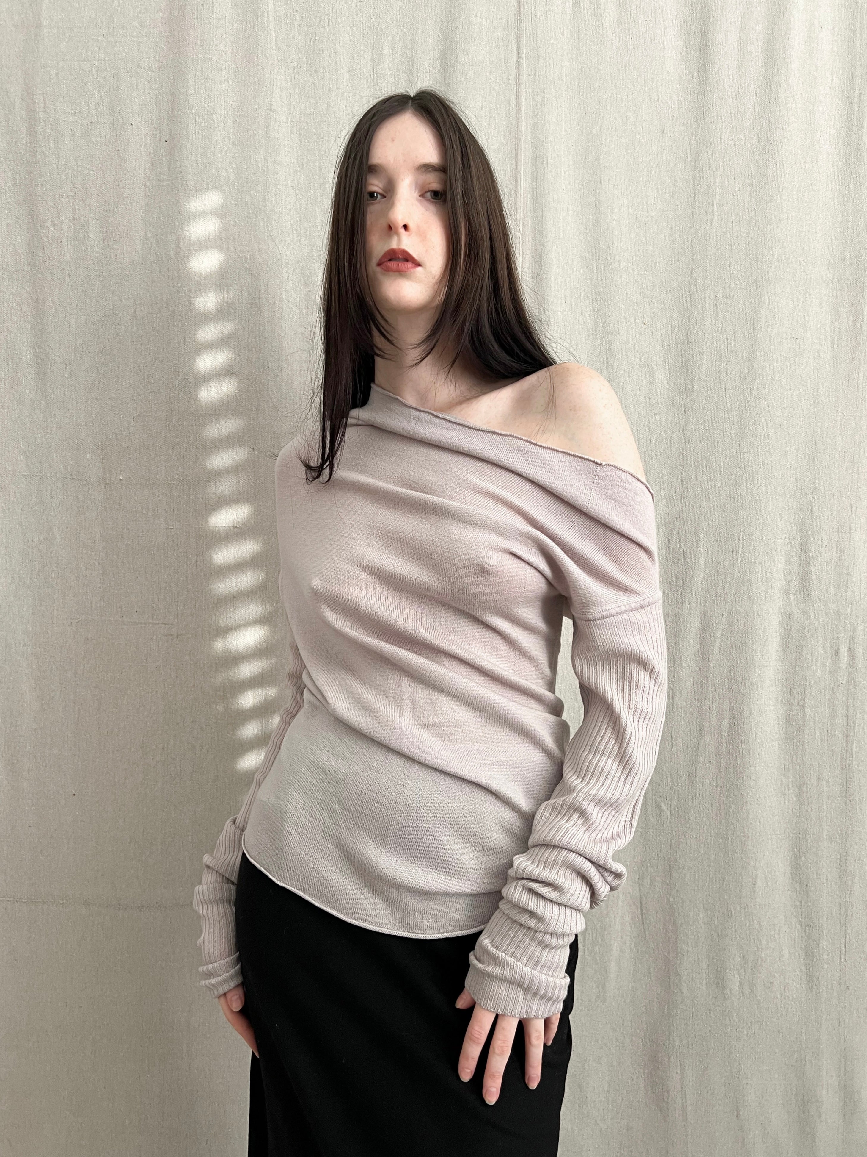 Rick Owens AW03 ‘TRUCKER’ Runway Off-Shoulder Merino Knit