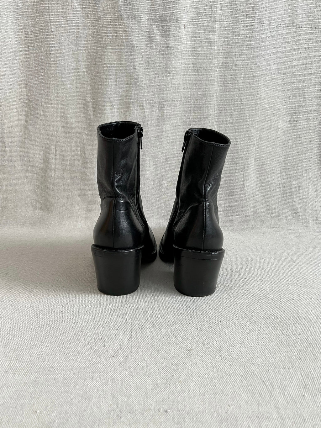 Ann Demeulemeester Baby Calf Cuban Heel Leather Ankle Boots
