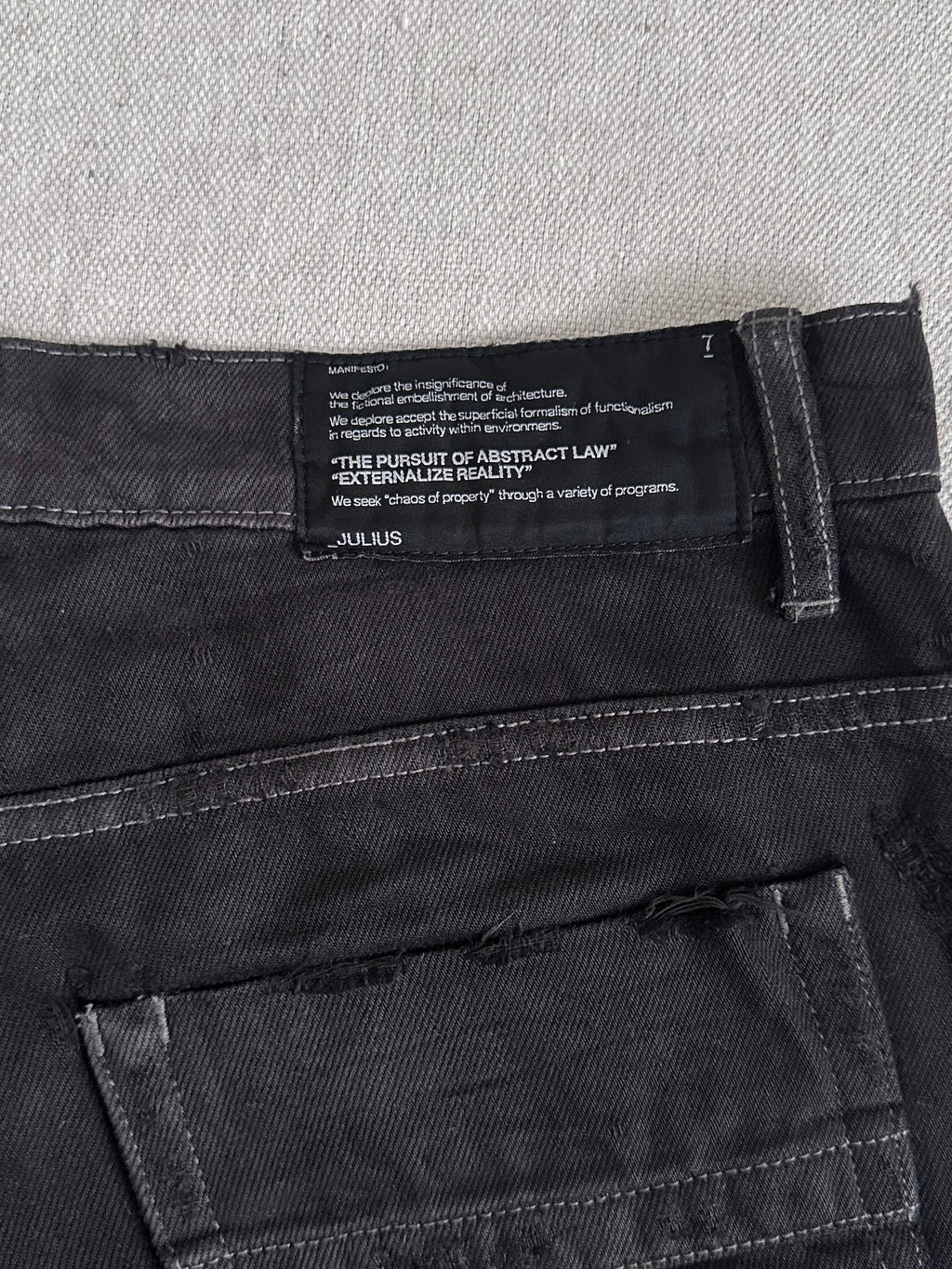 Julius 7 'Canon_1 The Possessed' SS09 Object Dyed Distressed Denim