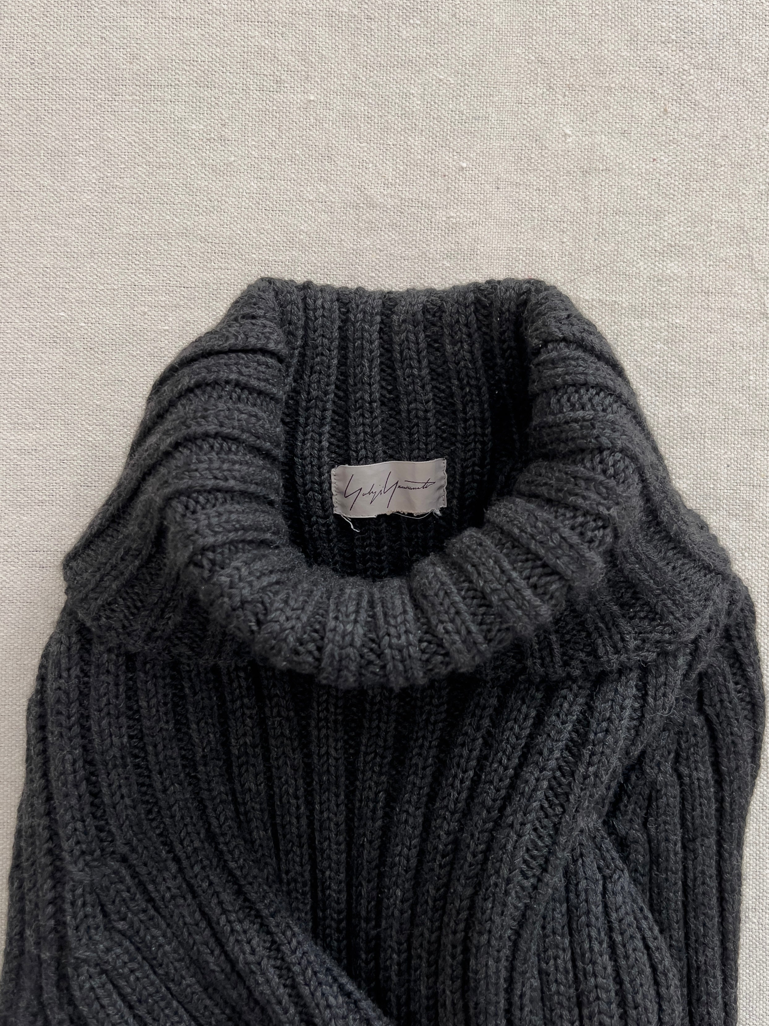 Yohji Yamamoto AW98 Runway Charcoal Knit Turtleneck Dress