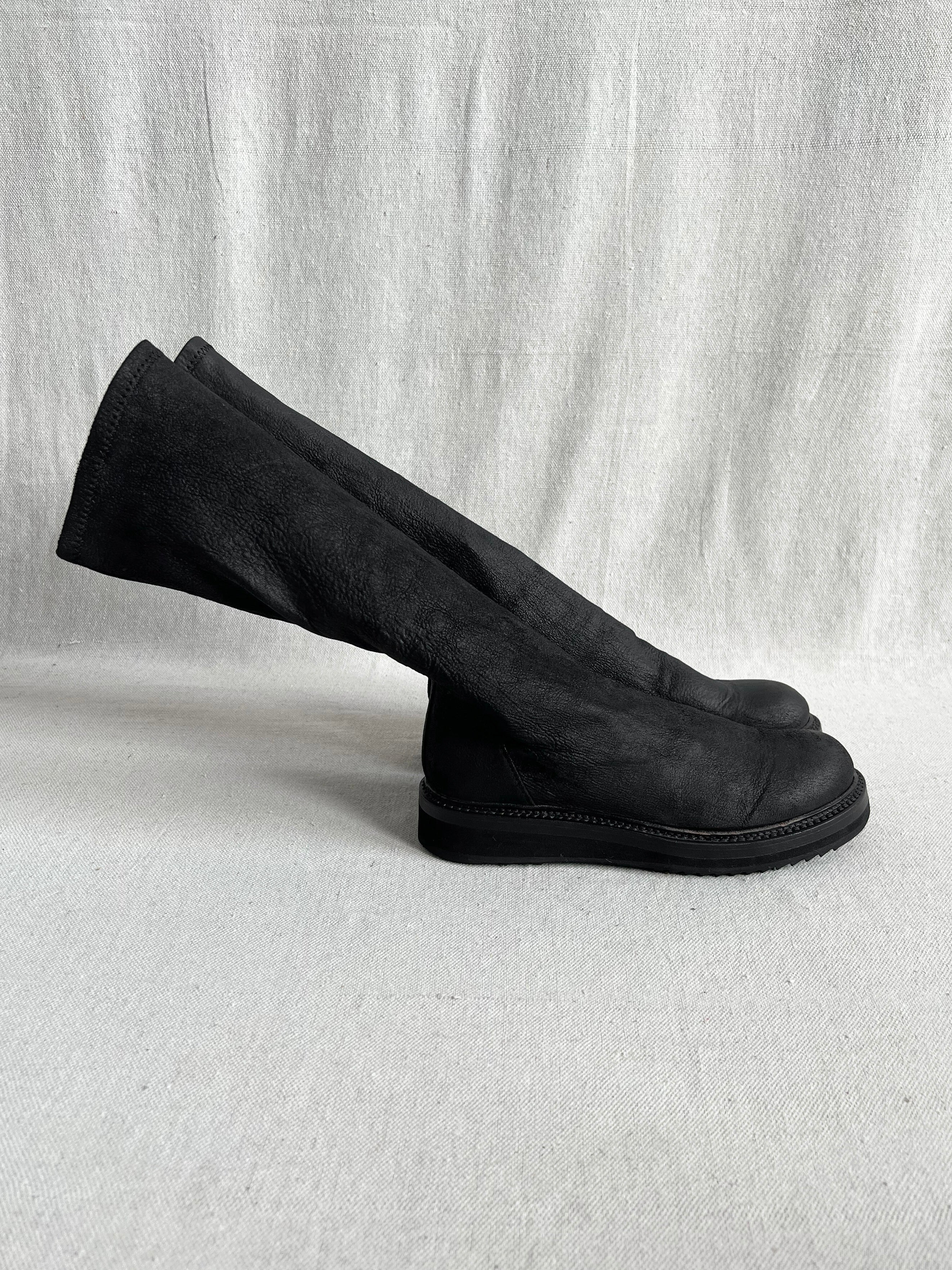 Rick Owens Blistered Leather Creeper Sock Boots