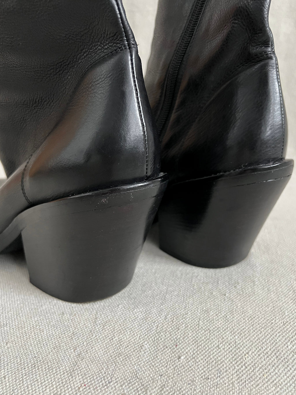 Ann Demeulemeester Baby Calf Cuban Heel Leather Ankle Boots