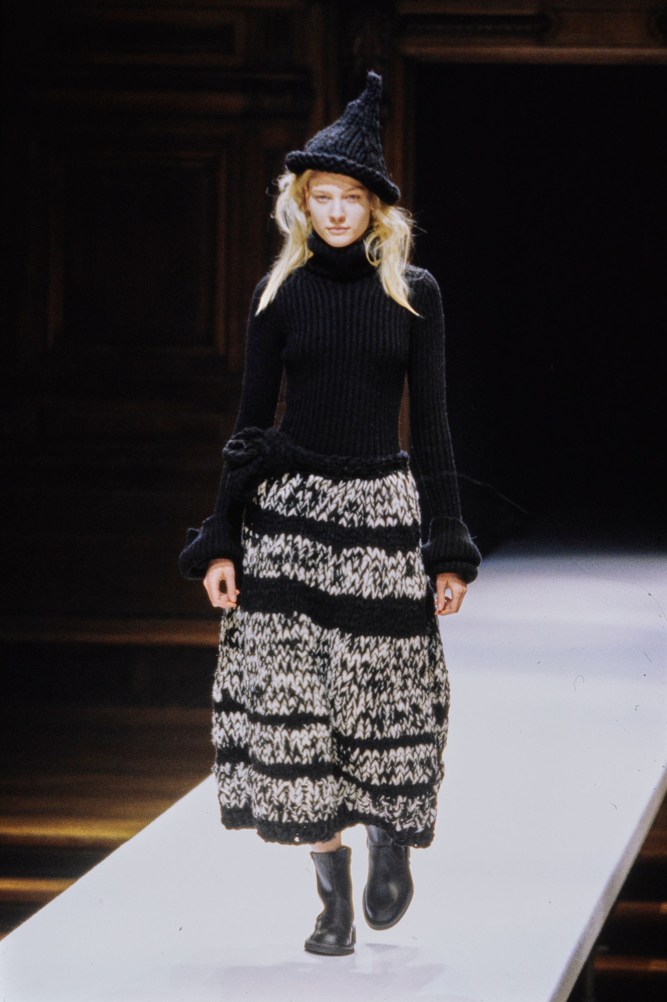 Yohji Yamamoto AW98 Runway Charcoal Knit Turtleneck Dress