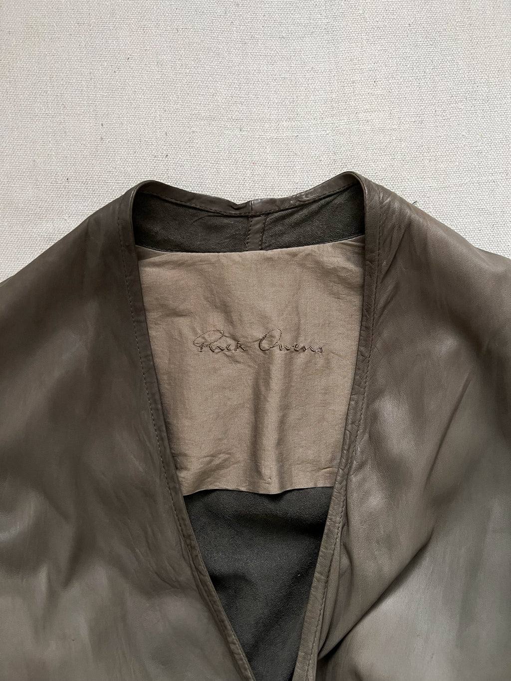 Rare Rick Owens 2000s Dust Strappy Draped Lamb Leather Jacket