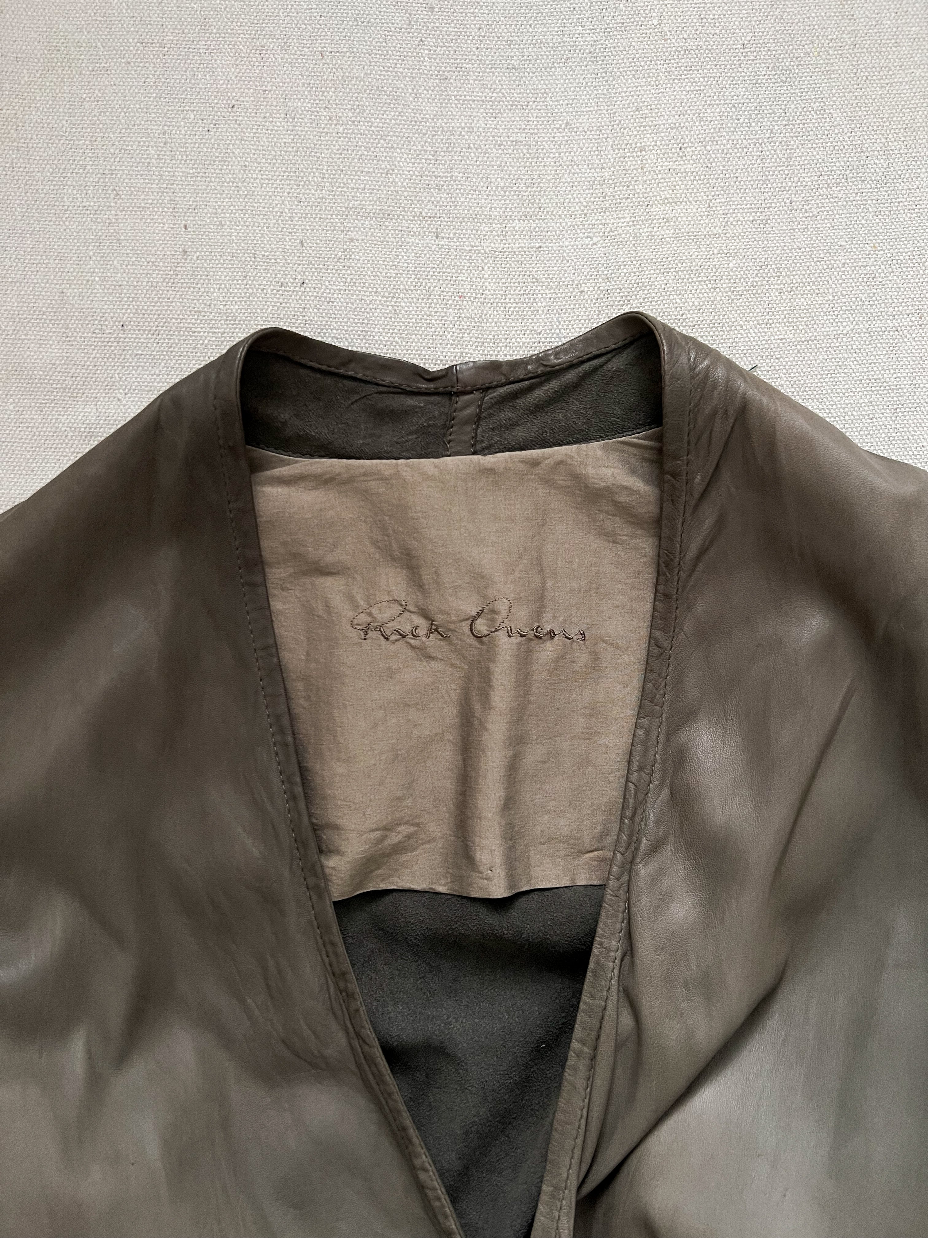 Rare Rick Owens 2000s Dust Strappy Draped Lamb Leather Jacket