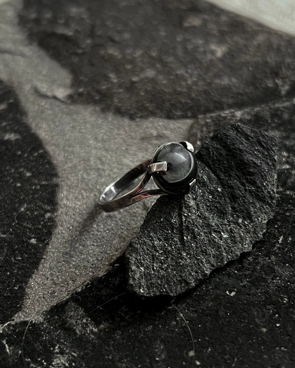 Vintage Gothic Hematite Ring