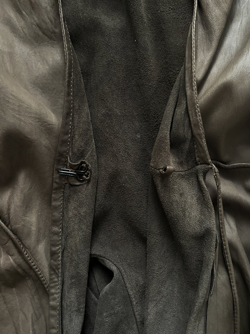 Rare Rick Owens 2000s Dust Strappy Draped Lamb Leather Jacket