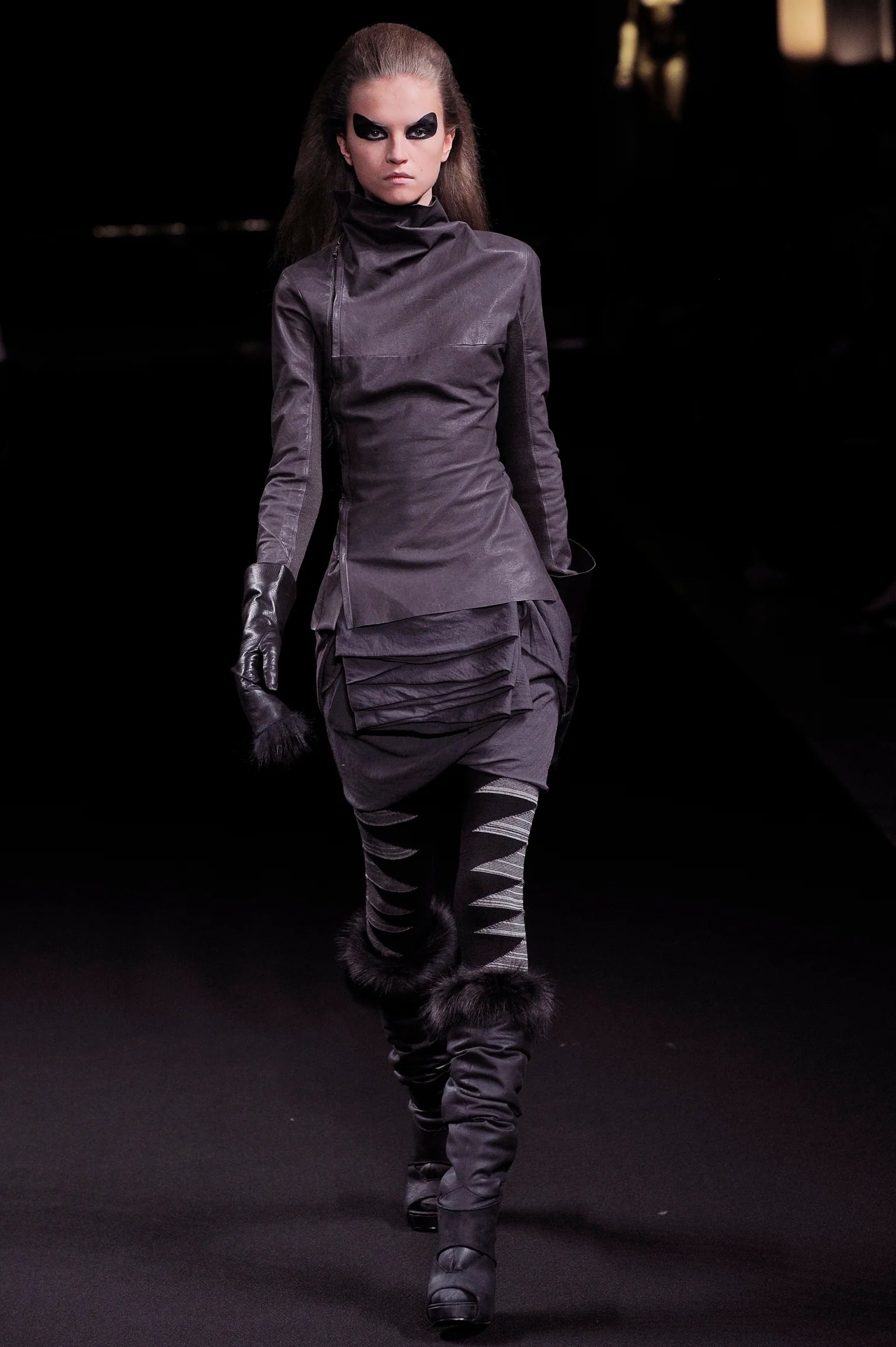 Rick Owens AW10 ‘GLEAM’ Runway Asymmetric Skinny Moto Leather