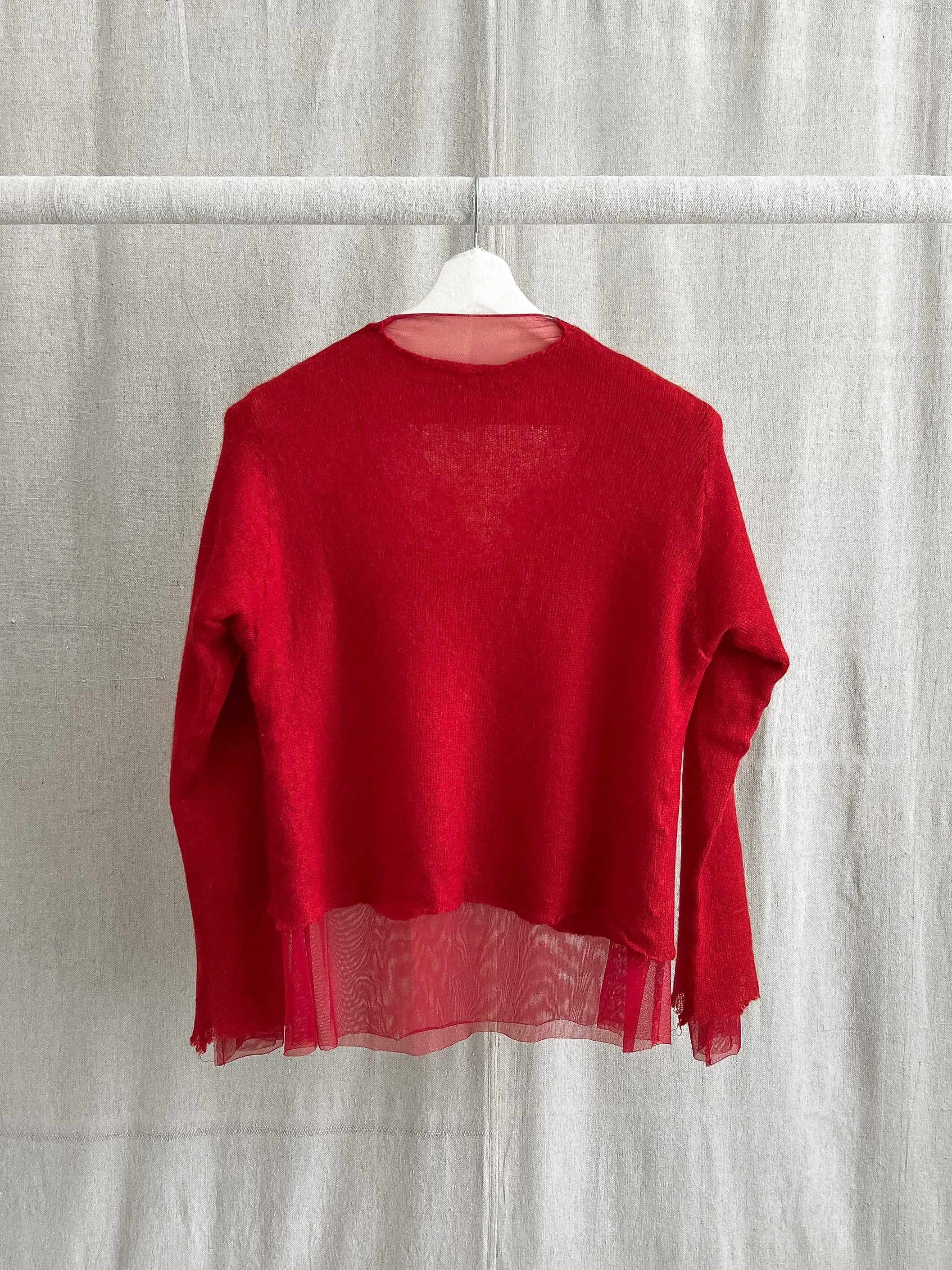 Marc Le Bihan Tulle Layered Red Knit Jumper