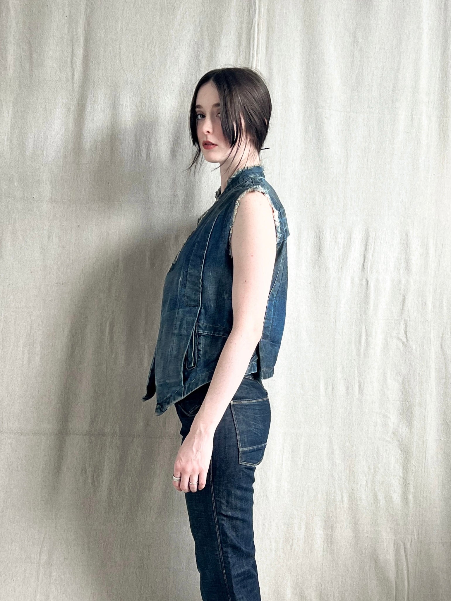Rick Owens SLAB 2000s Oil-Wash Denim Vest