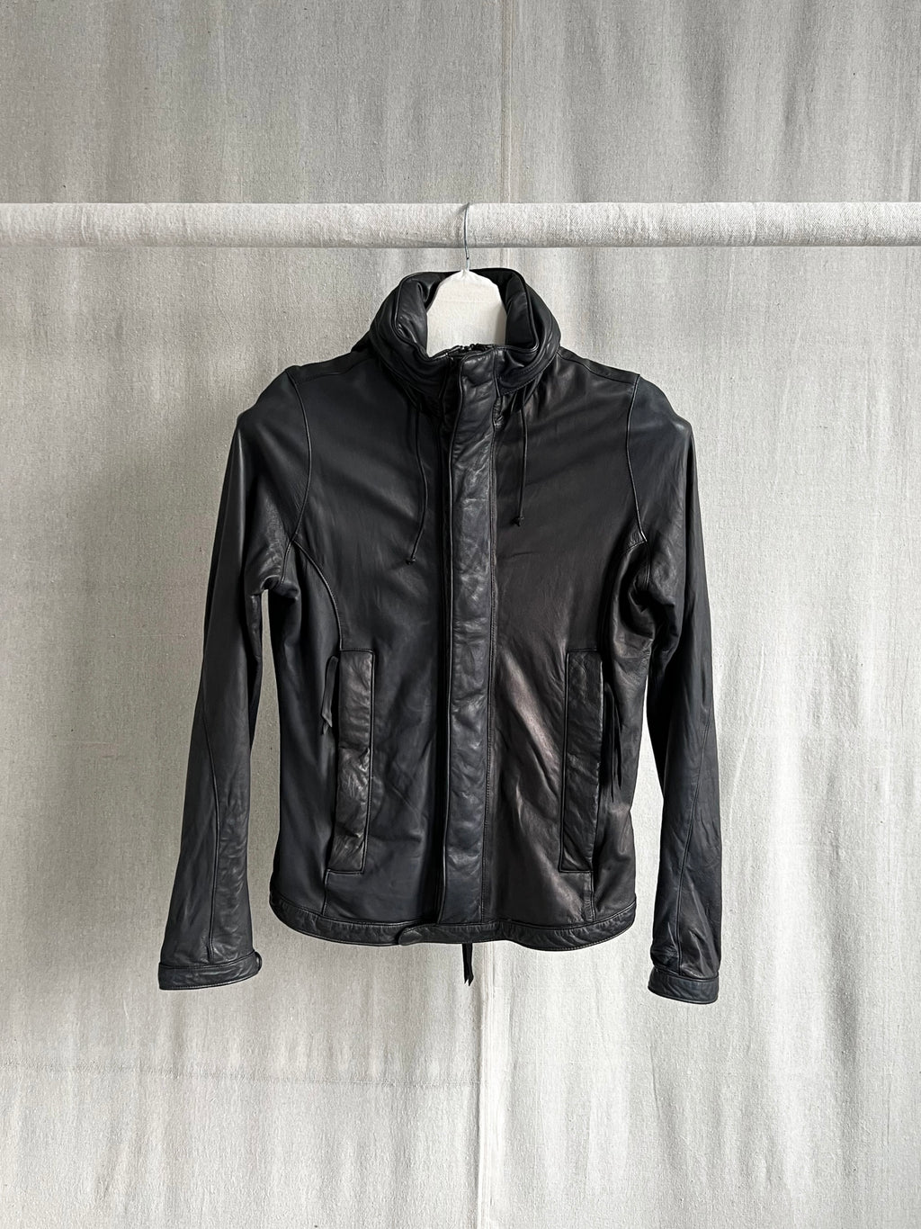 Christian Peau Mens Object Dyed Convertible Baby Lamb Leather Jacket