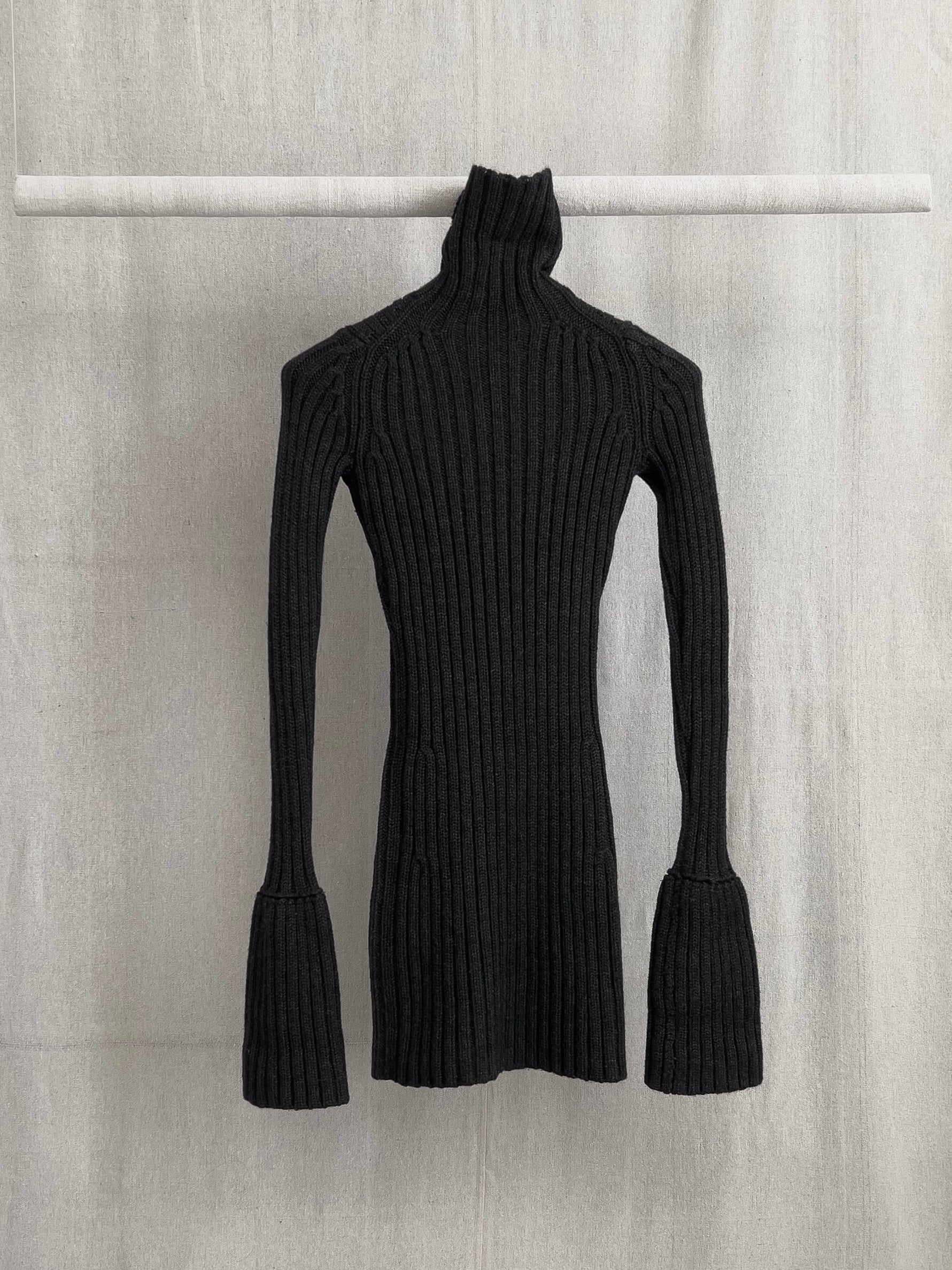Yohji Yamamoto AW98 Runway Charcoal Knit Turtleneck Dress