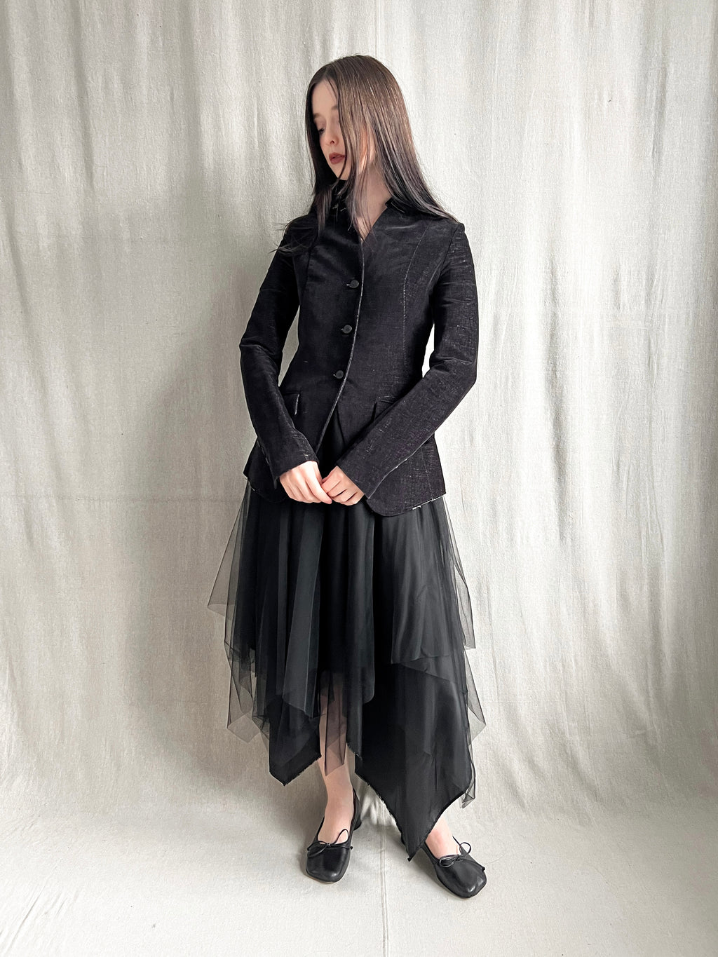 Masnada Tailored Stand Collar Velvet Jacket