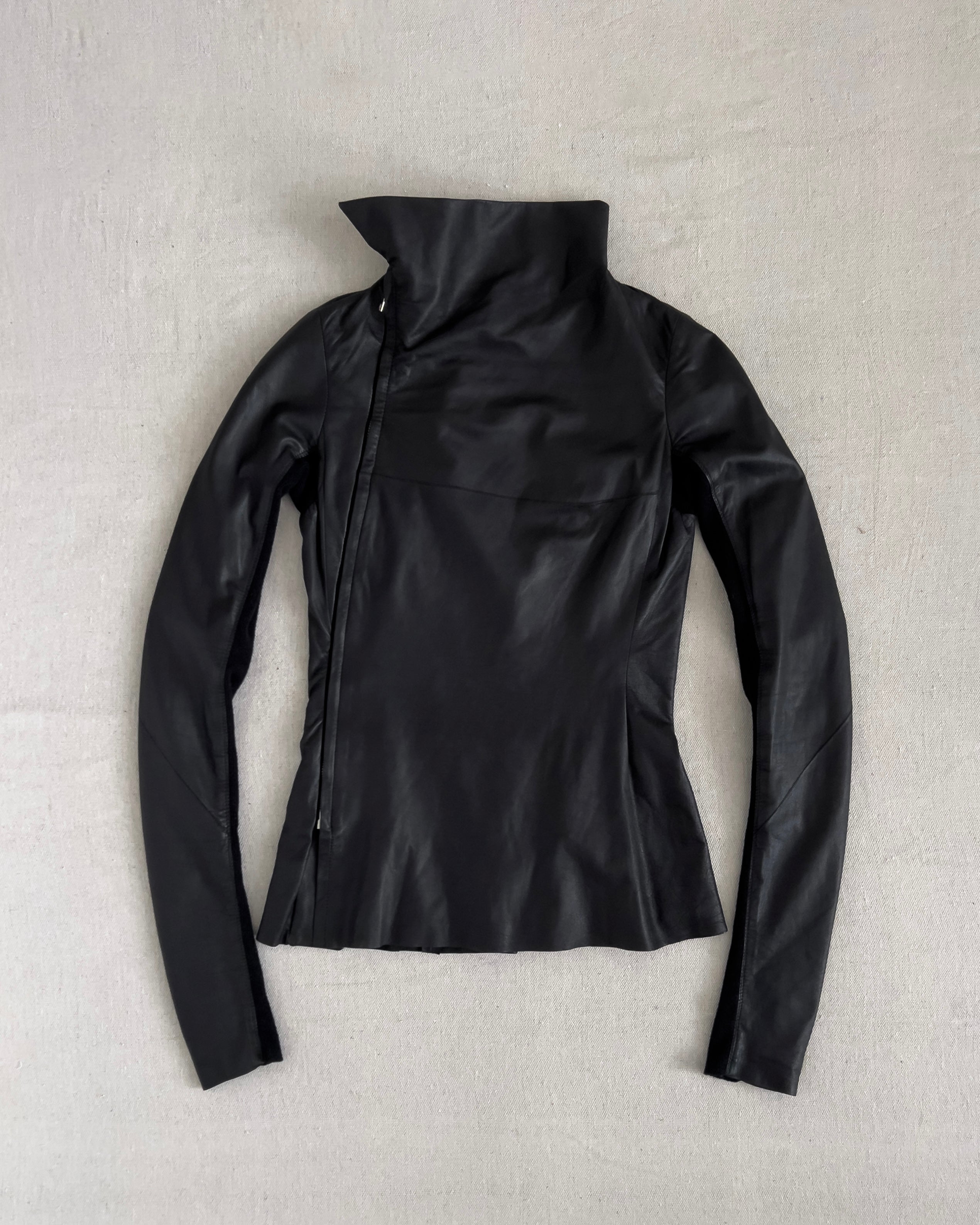 Rick Owens AW10 ‘GLEAM’ Runway Asymmetric Skinny Moto Leather