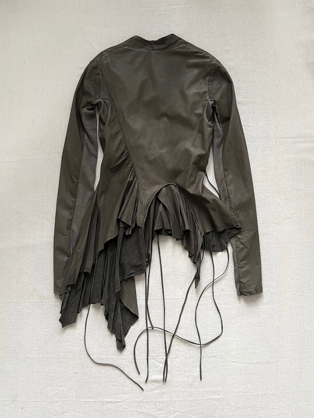 Rare Rick Owens 2000s Dust Strappy Draped Lamb Leather Jacket